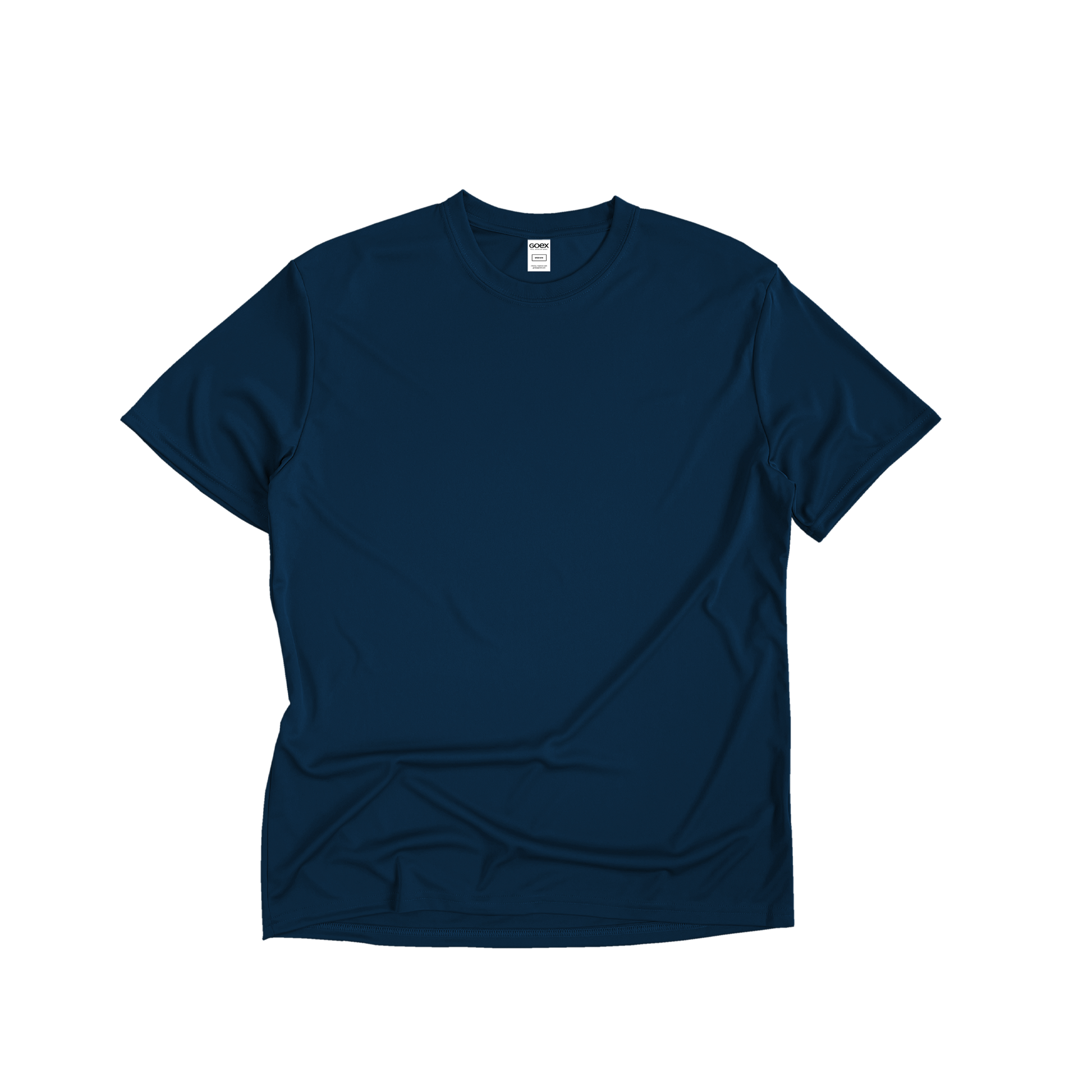 Front Flat Lay of GOEX Unisex and Men's Eco Poly Tee in Navy