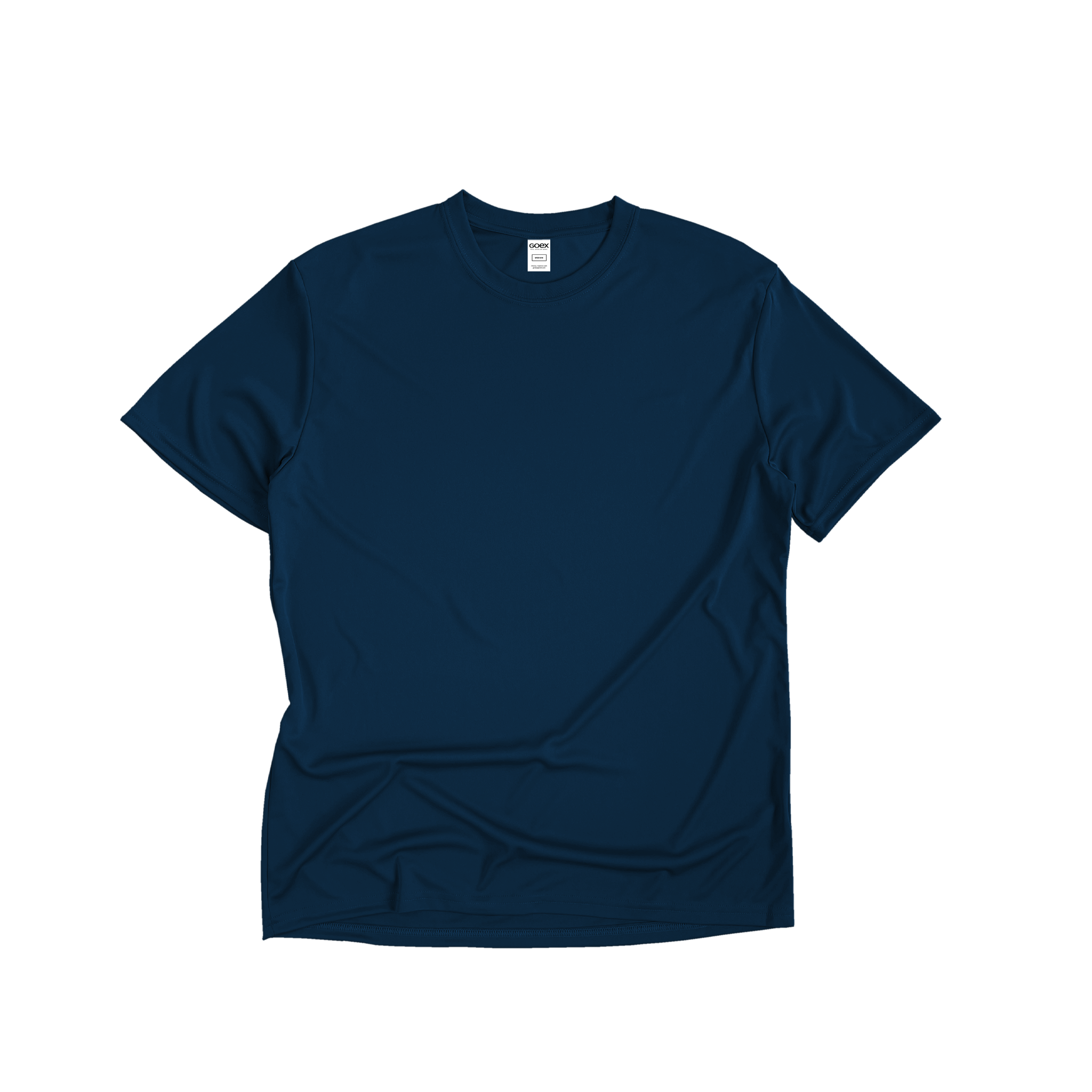 Front Flat Lay of GOEX Unisex and Men's Eco Poly Tee in Navy