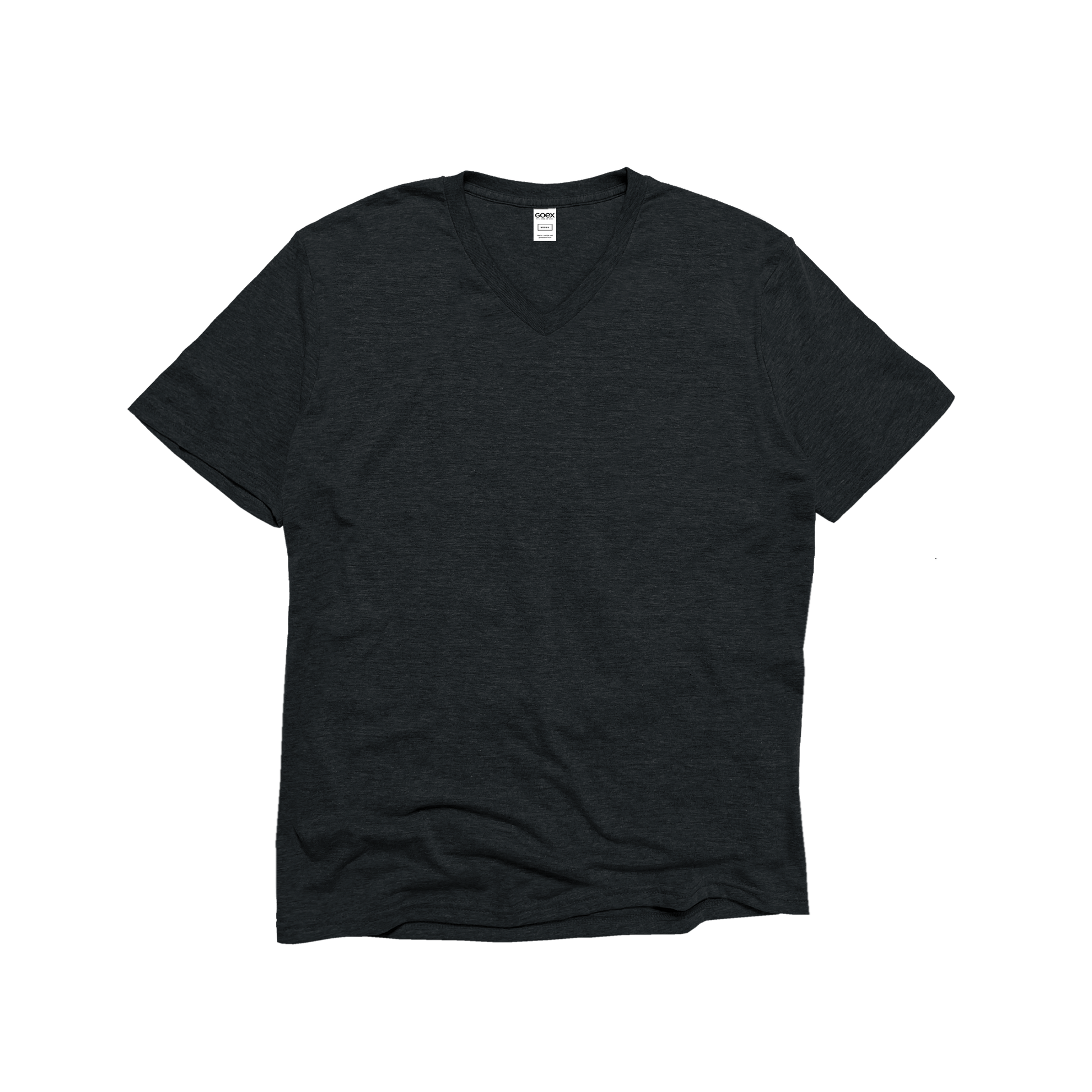 Front Flat Lay of GOEX Unisex and Men's Eco Triblend V Neck Tee in Charcoal