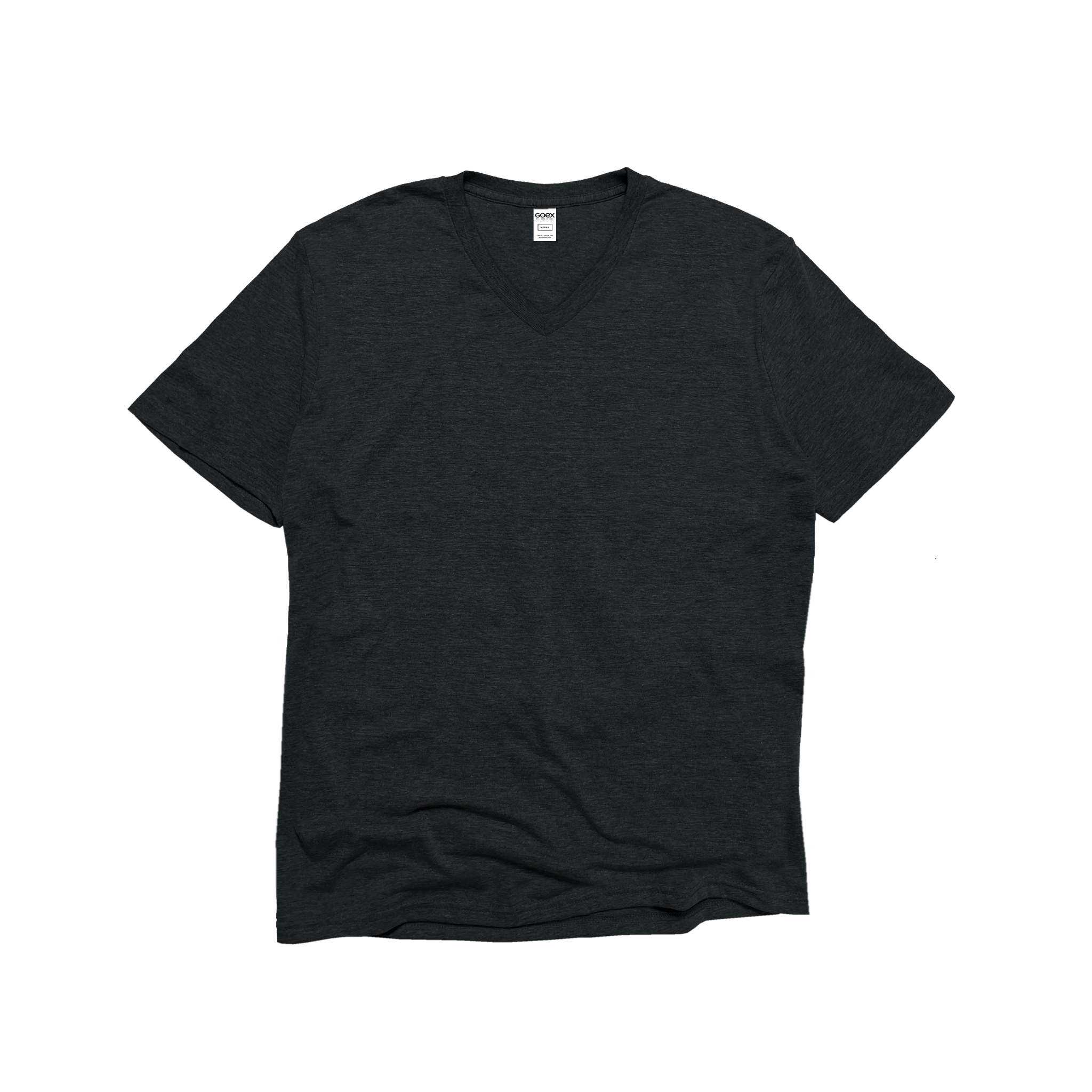 Front Flat Lay of GOEX Unisex and Men's Eco Triblend V Neck Tee in Charcoal