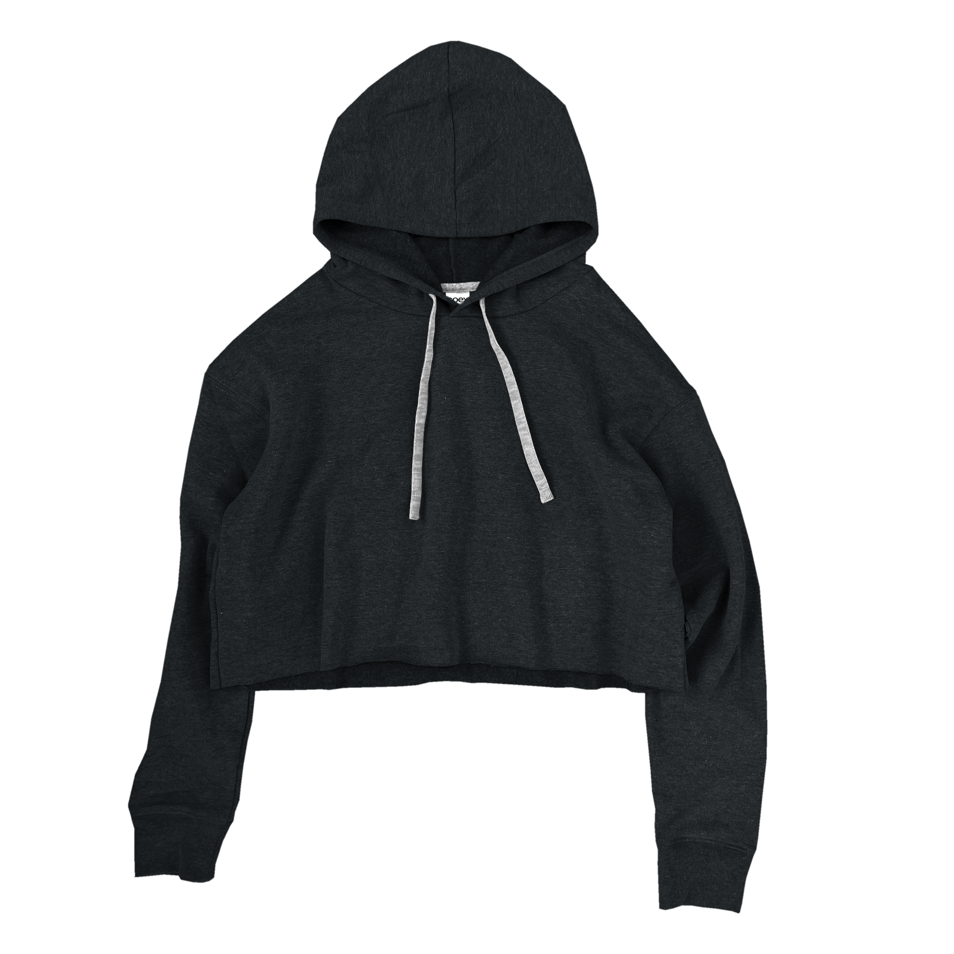 Front Flat Lay of GOEX Ladies Fleece Crop Hoodie in Charcoal