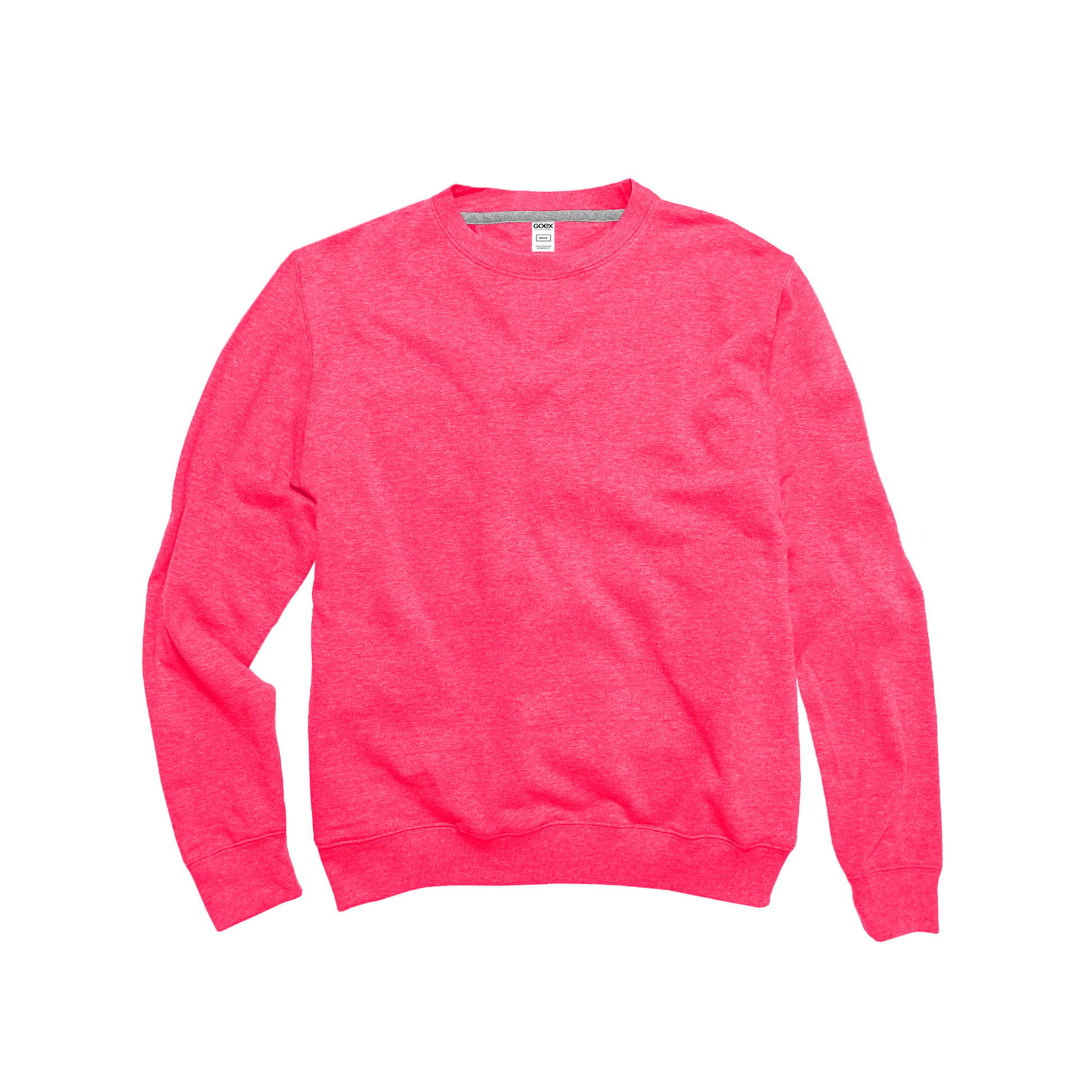Front Flat Lay of GOEX Unisex and Men's Fleece Crew in Neon Pink