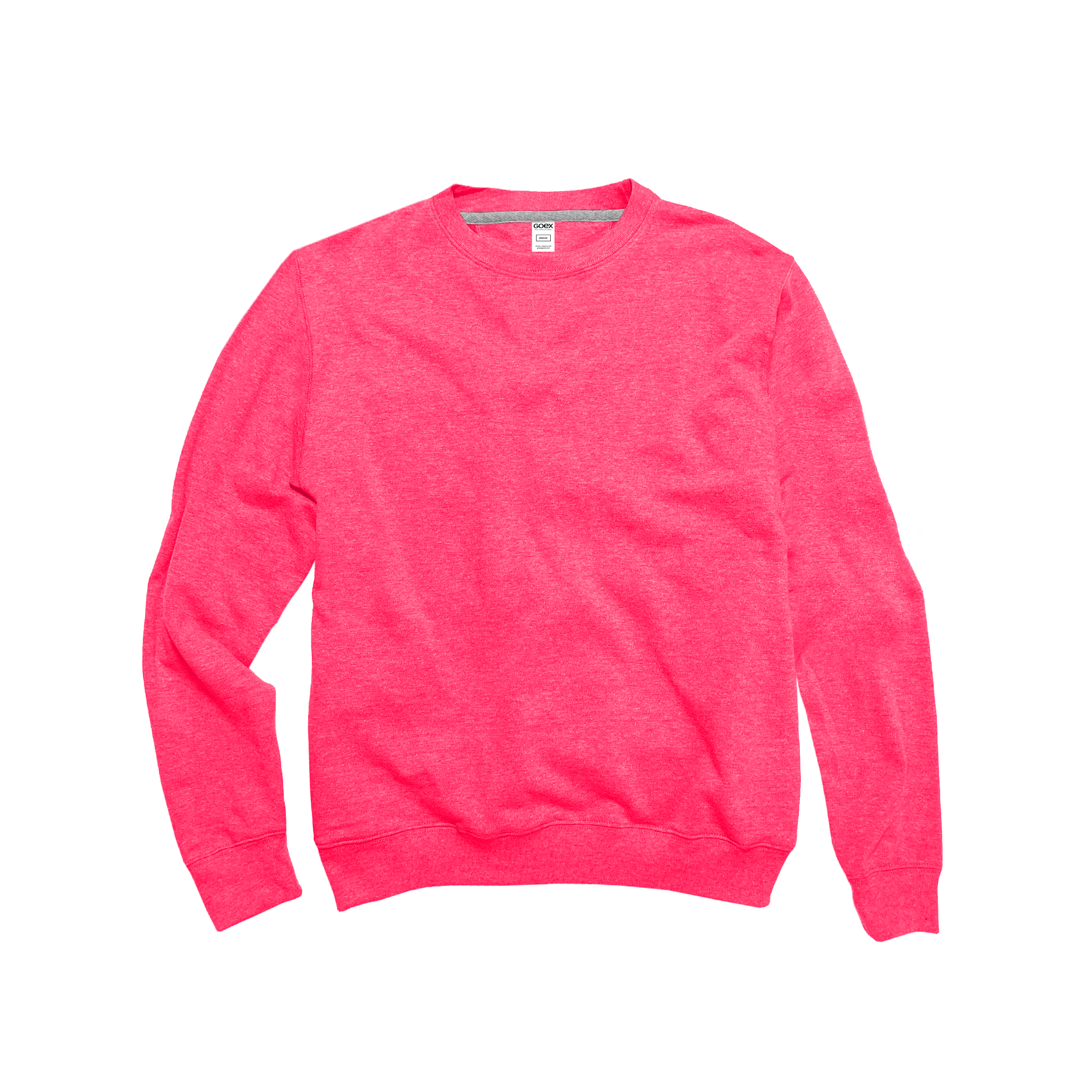 Front Flat Lay of GOEX Unisex and Men's Fleece Crew in Neon Pink