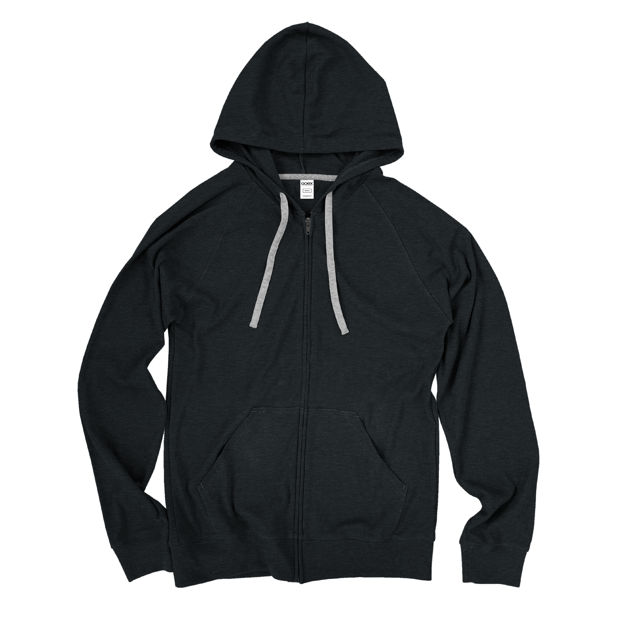 Front Flat Lay of GOEX Unisex and Men's Rib Full Zip in Charcoal