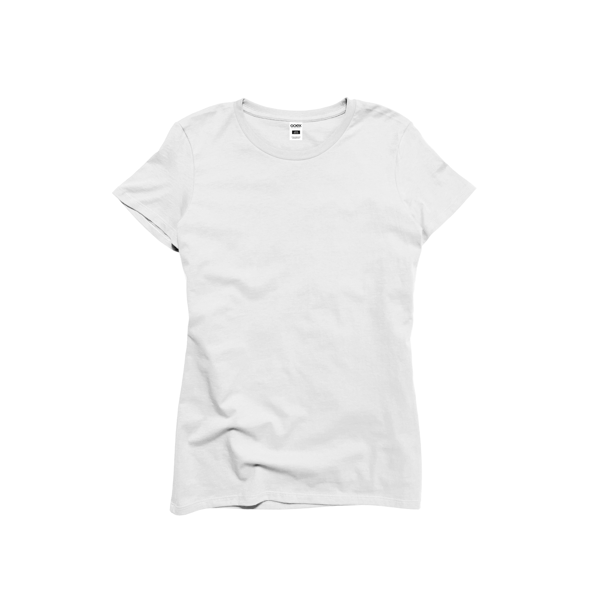 Front Flat Lay of GOEX Ladies Cotton Tee in White