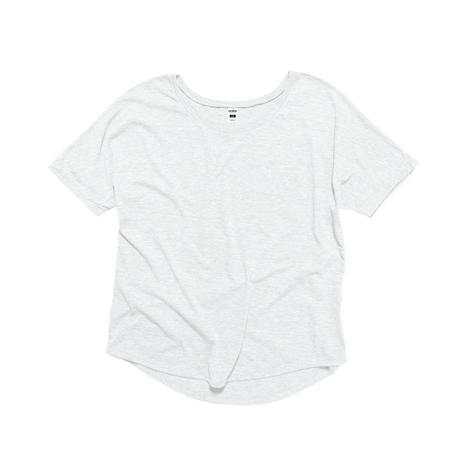 Front Flat Lay of GOEX Ladies Eco Triblend Flowy Tee in Vintage White