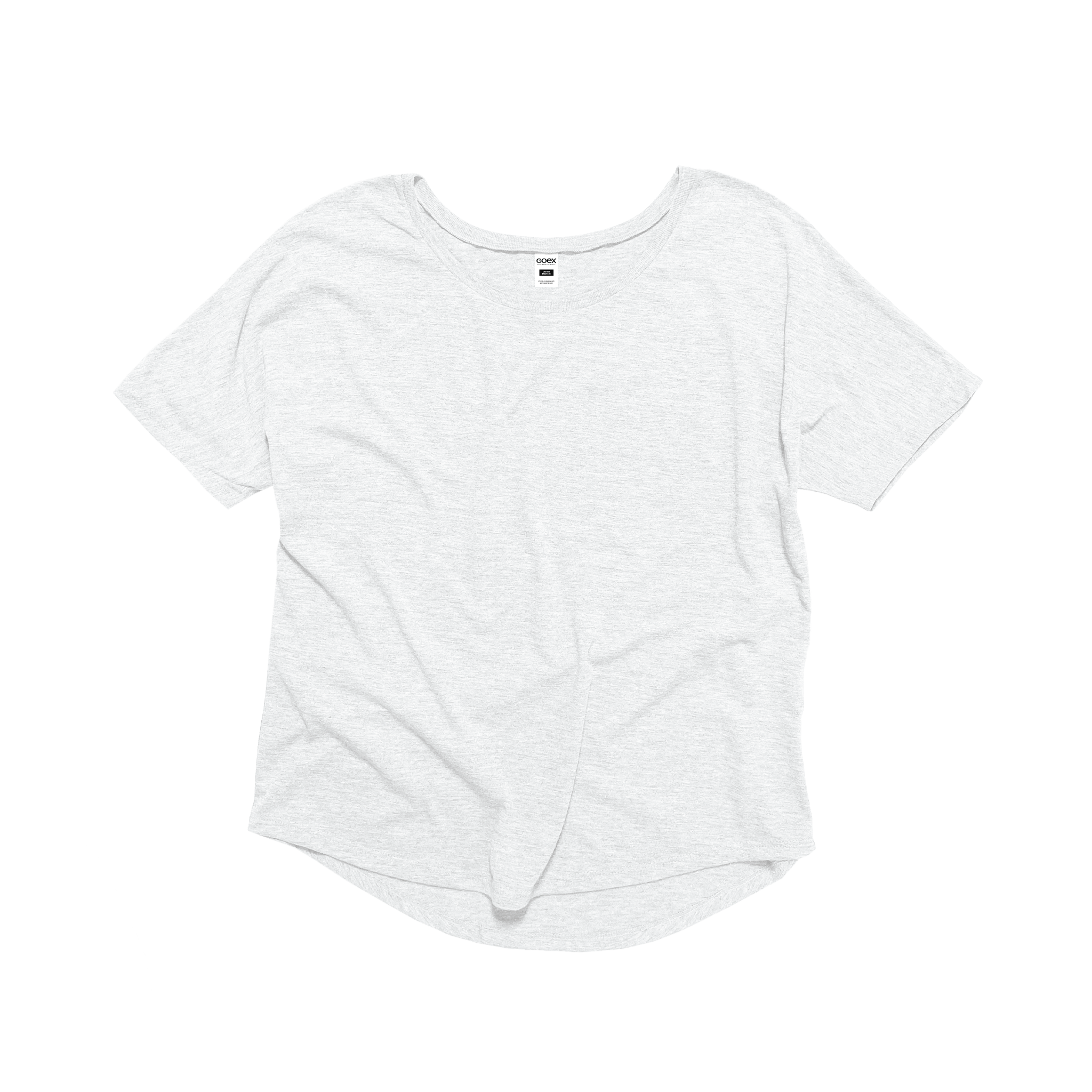 Front Flat Lay of GOEX Ladies Eco Triblend Flowy Tee in Vintage White