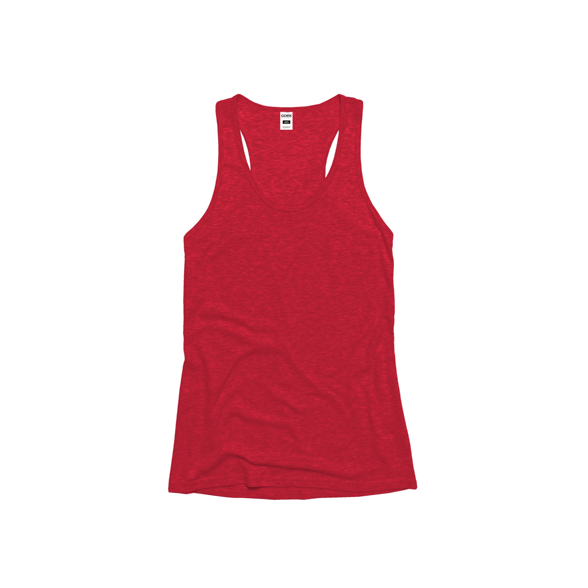Front Flat Lay of GOEX Ladies Eco Triblend Rib Tank in Red