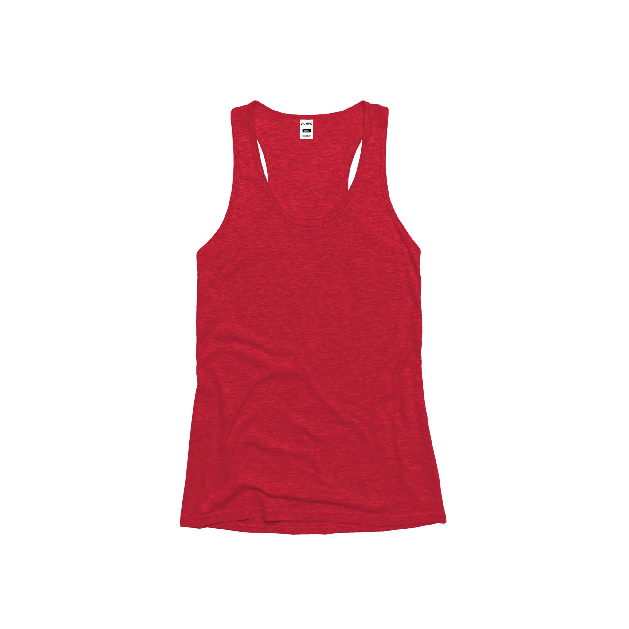 Front Flat Lay of GOEX Ladies Eco Triblend Rib Tank in Red