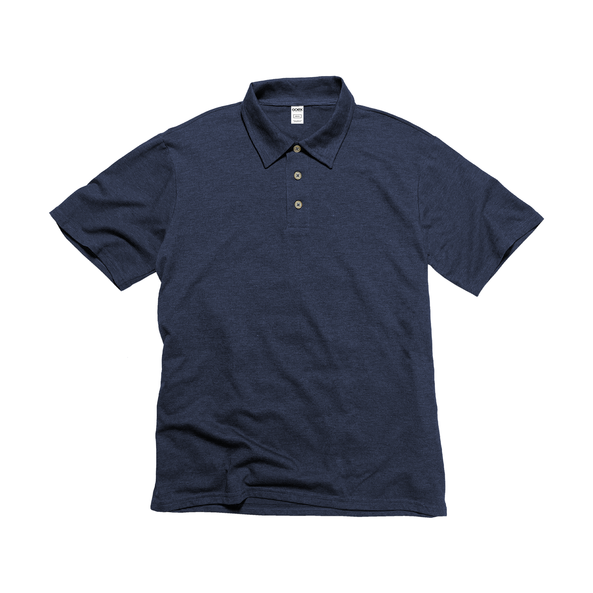 Front Flat Lay of GOEX Unisex and Men's Eco Triblend Polo in Navy