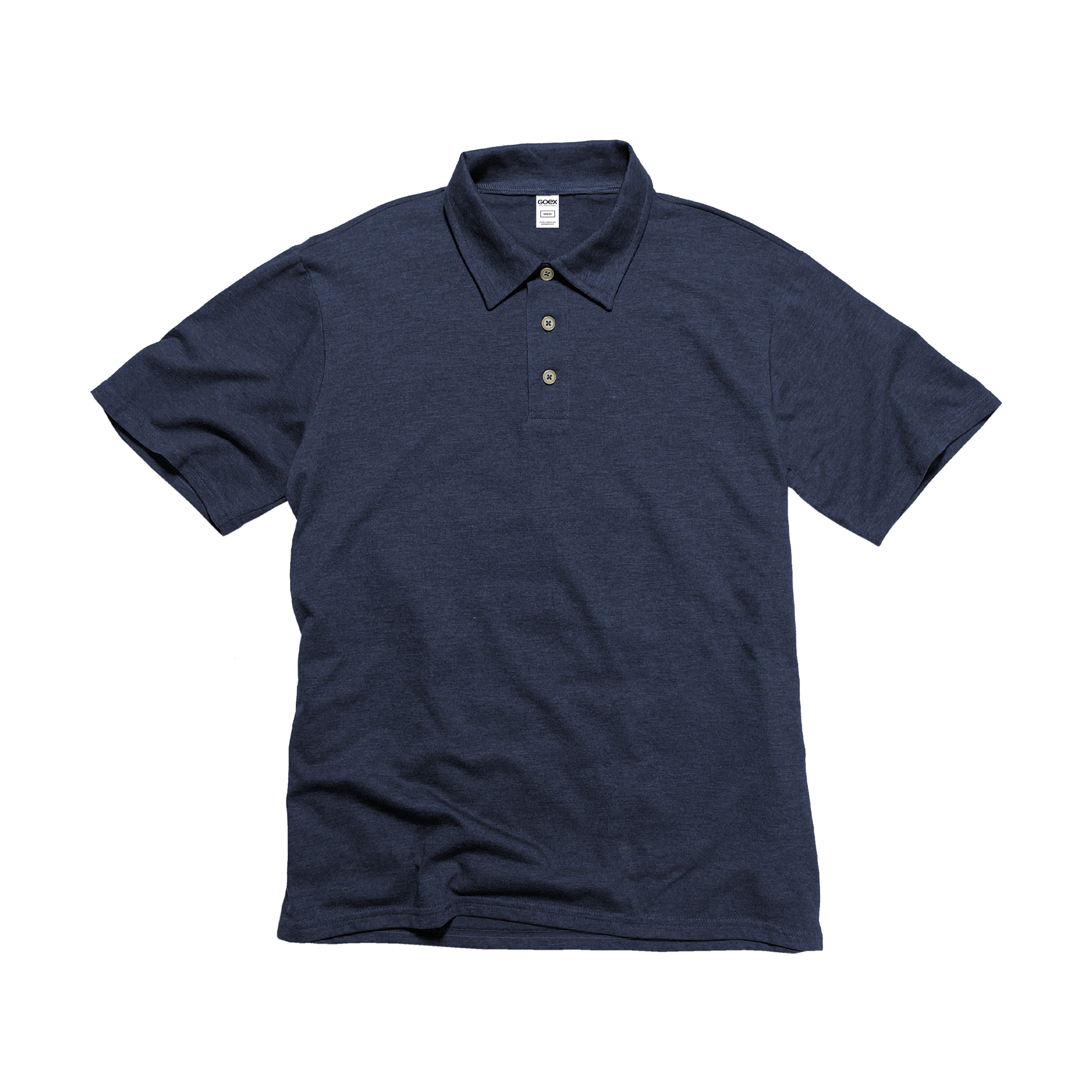Front Flat Lay of GOEX Unisex and Men's Eco Triblend Polo in Navy