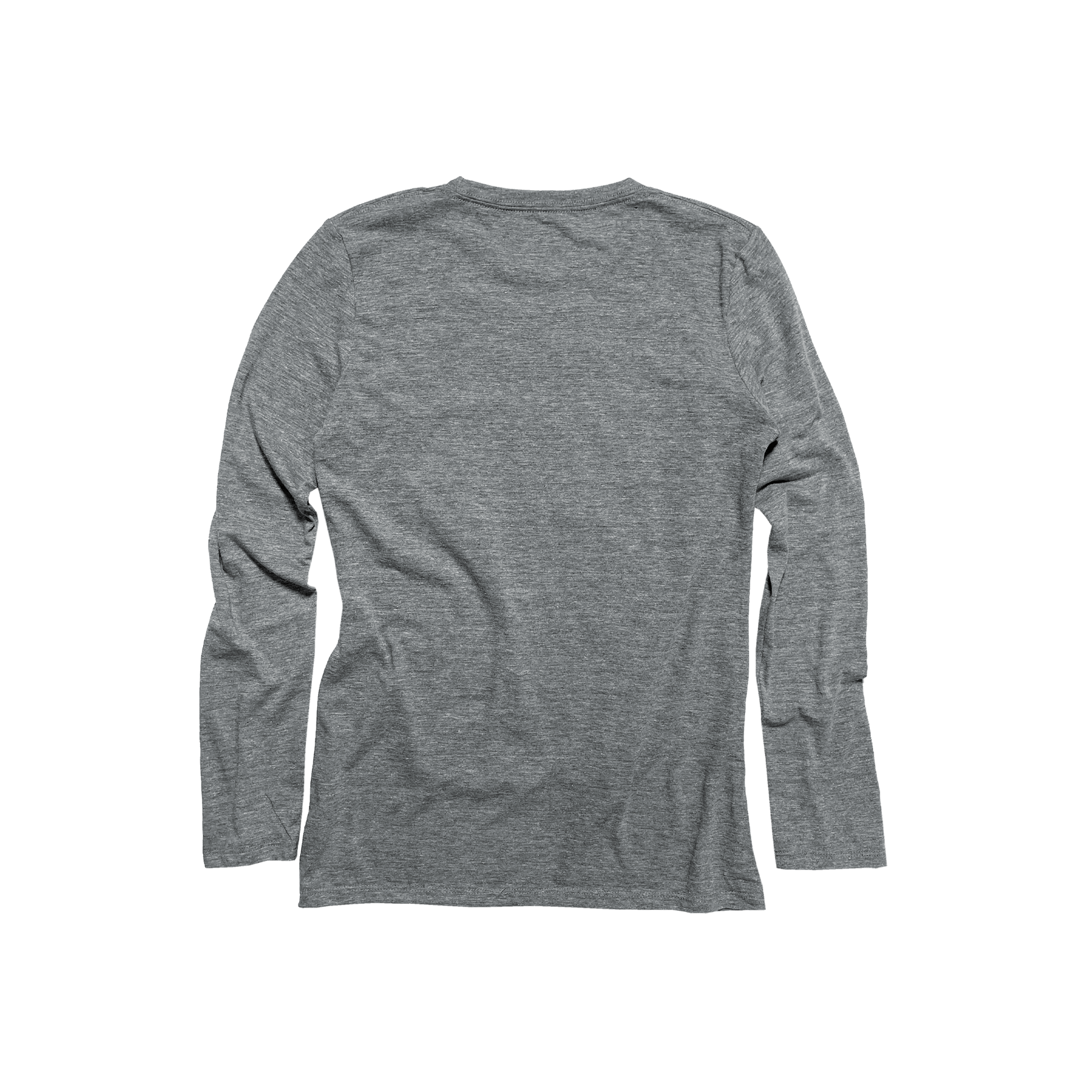 Back Flat Lay of GOEX Ladies Long Sleeve Eco Triblend Tee in Heather Grey