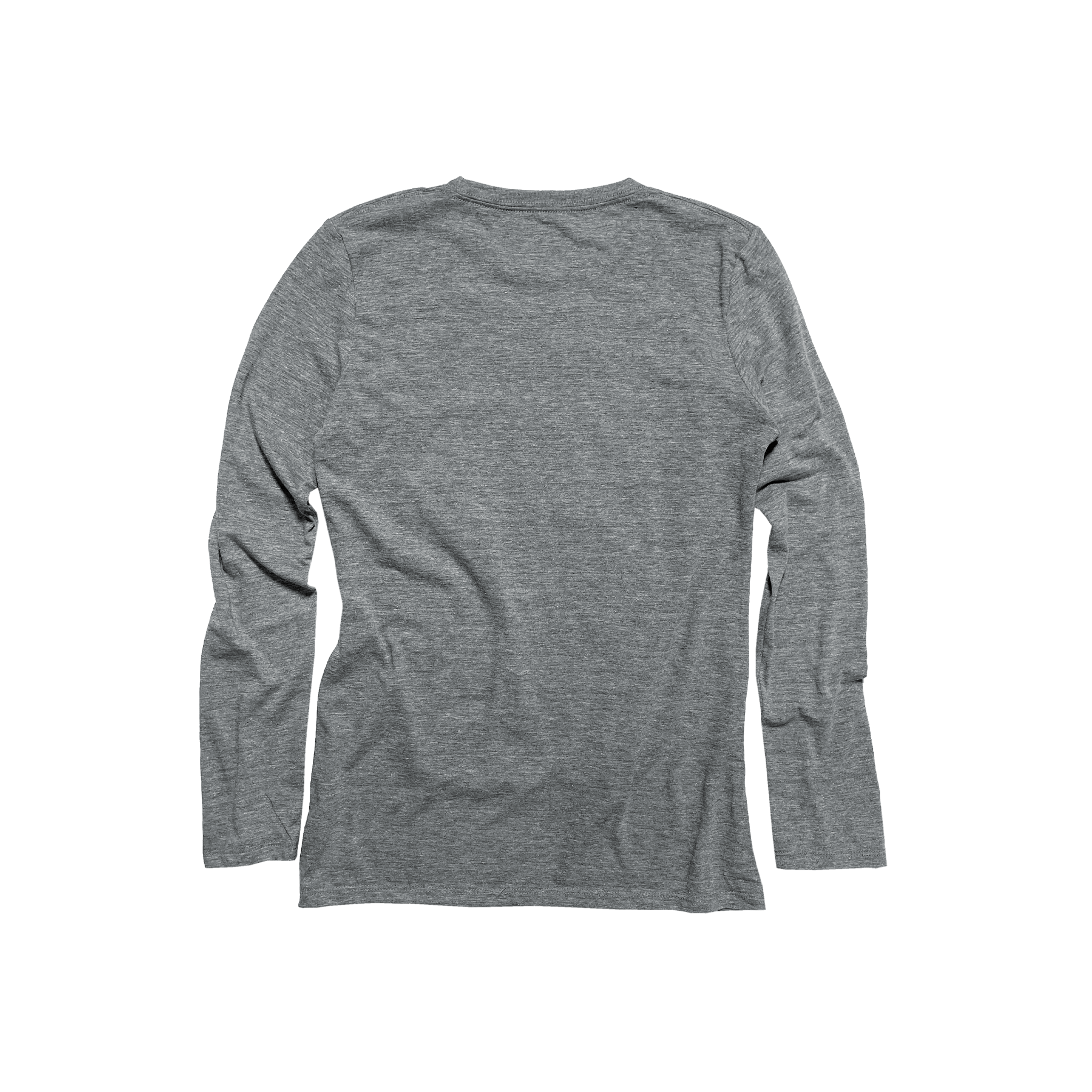 Back Flat Lay of GOEX Ladies Long Sleeve Eco Triblend Tee in Heather Grey