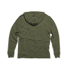 Back Flat Lay of GOEX Unisex and Men's Eco Triblend Hooded Tee in Olive