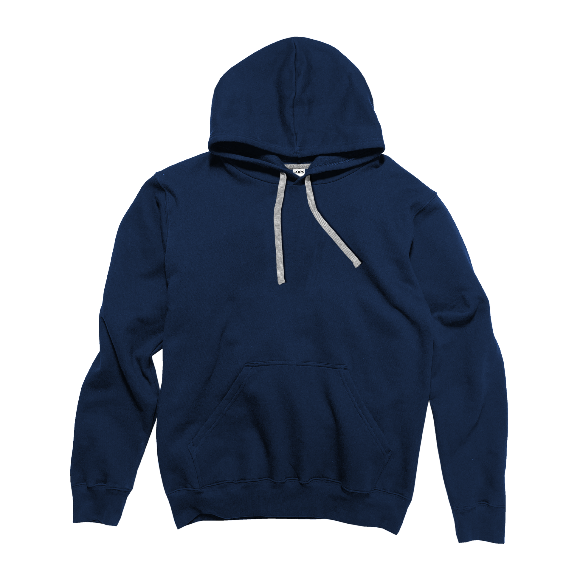 Front Flat Lay of GOEX Unisex and Men's Fleece Hoodie in Navy