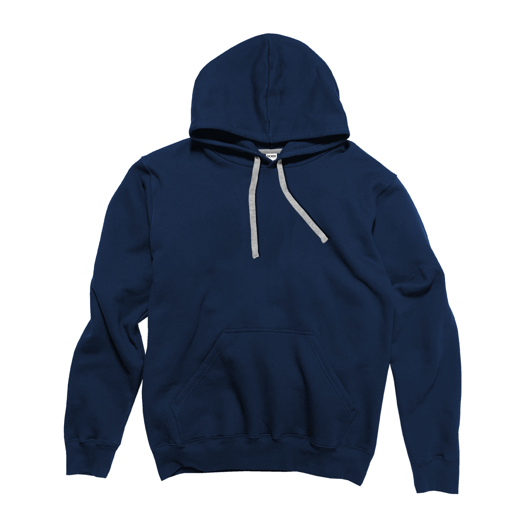 Front Flat Lay of GOEX Unisex and Men's Fleece Hoodie in Navy