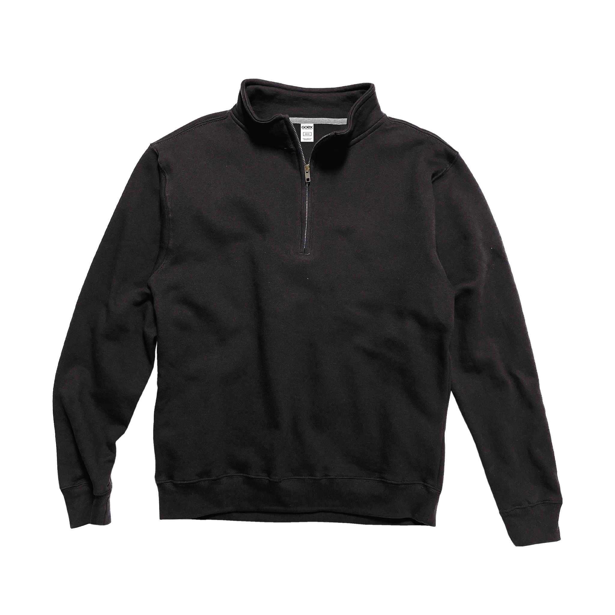 Front Flat Lay of GOEX Unisex and Men's Fleece 1/4 Zip in Black