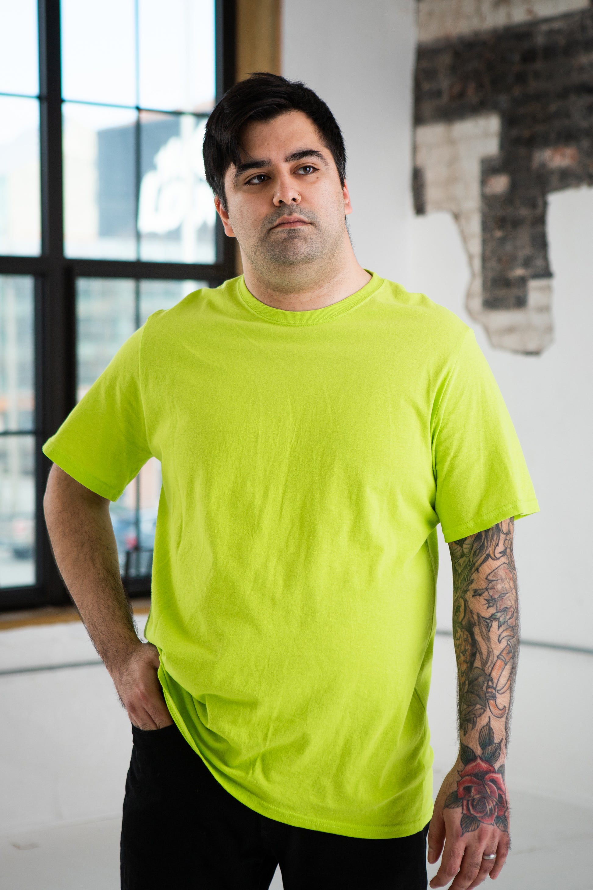 Male Model wearing GOEX Unisex and Men's Standard Cotton Tee in Atomic Green