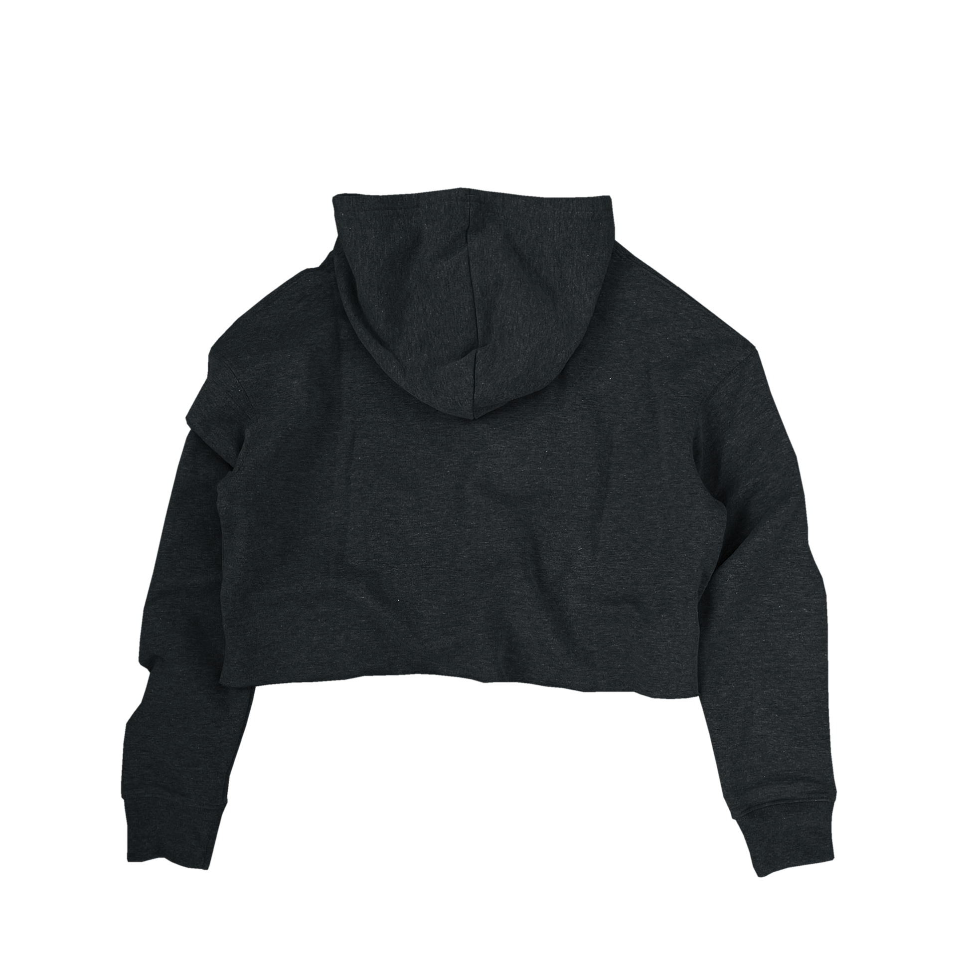 Back Flat Lay of GOEX Ladies Fleece Crop Hoodie in Ivory