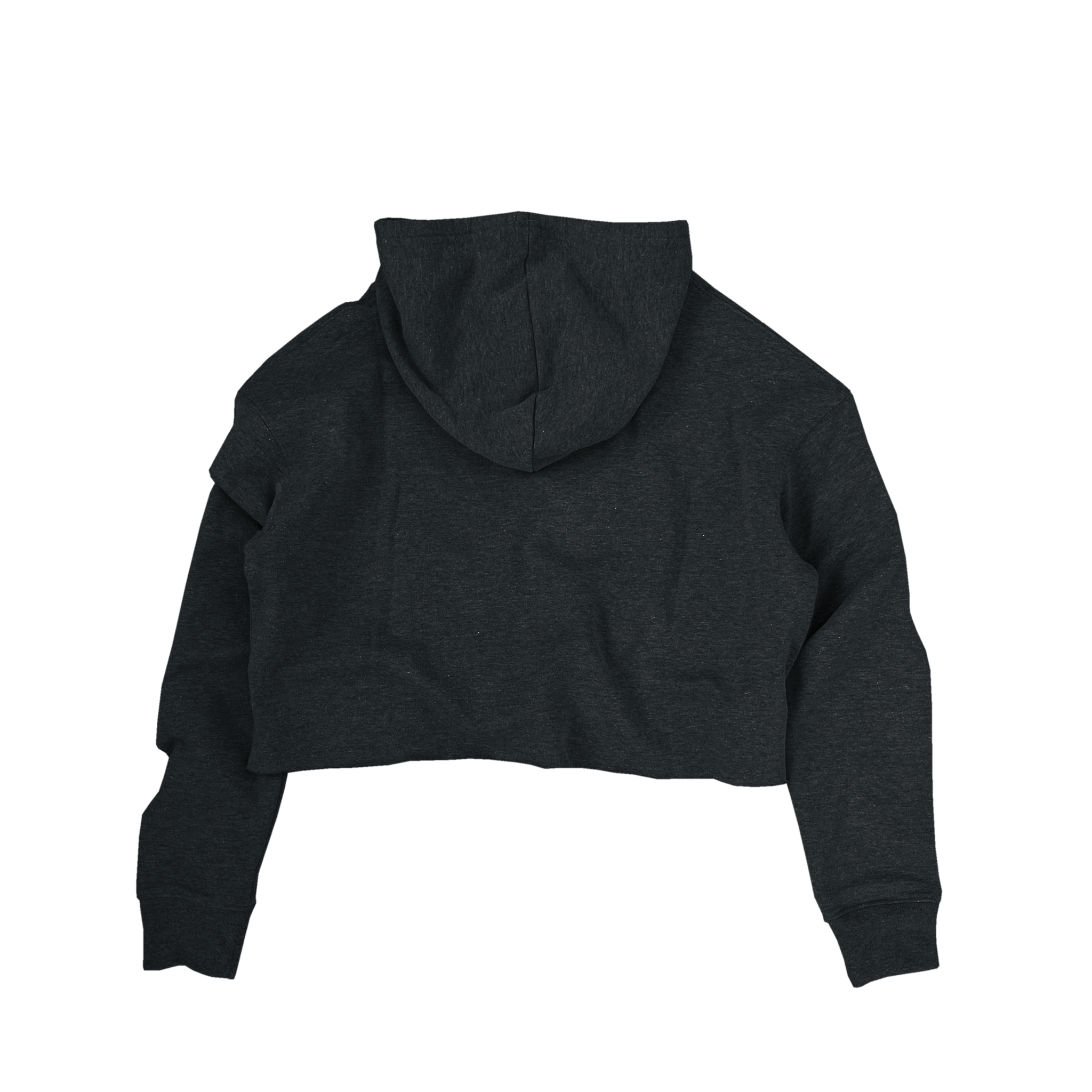 Back Flat Lay of GOEX Ladies Fleece Crop Hoodie in Ivory