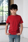 Boy Model wearing GOEX Youth Premium Cotton Tee in Red