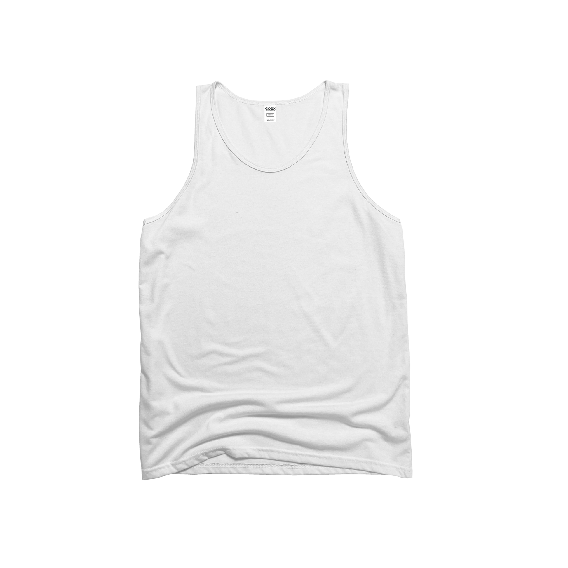 Front Flat Lay of GOEX Unisex and Men's Eco Triblend Tank in White