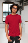 Male Model wearing GOEX Unisex and Men's Eco Triblend Tee in Red