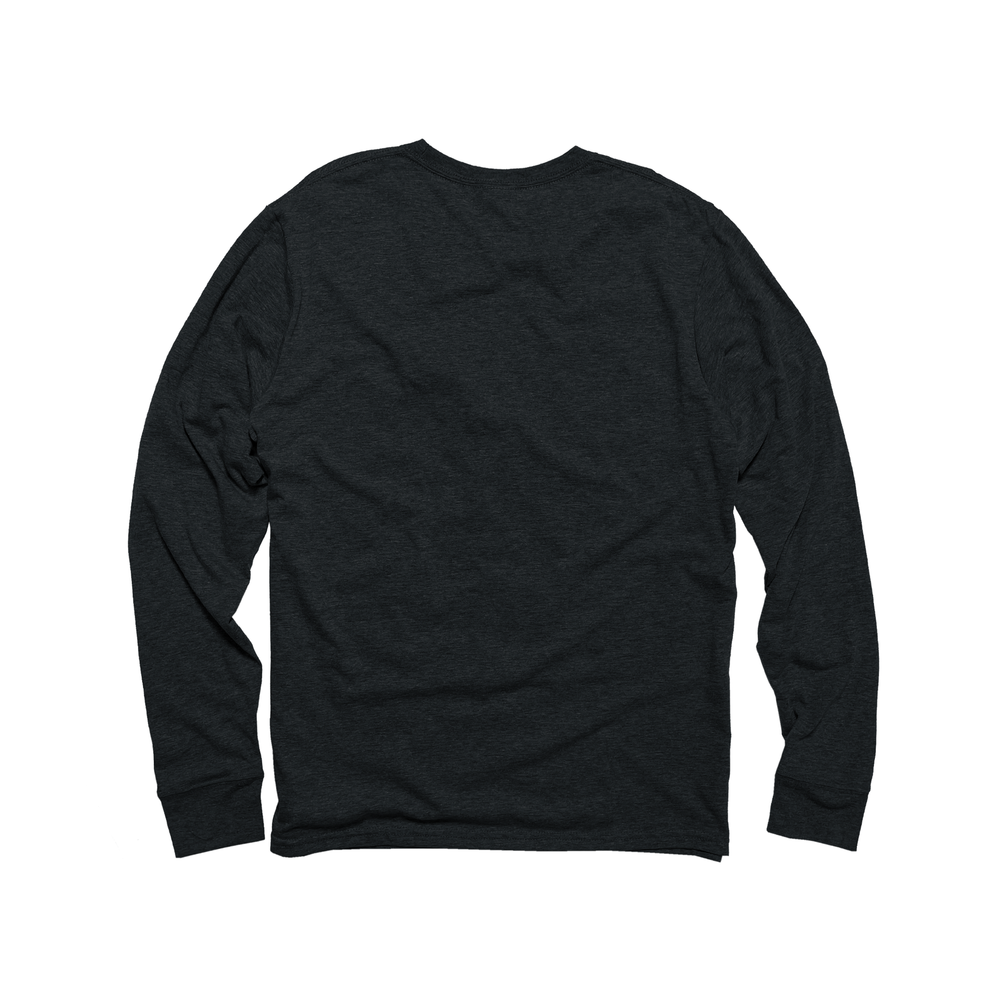 Back Flat Lay of GOEX Unisex and Men's Eco Triblend LS Tee in Charcoal