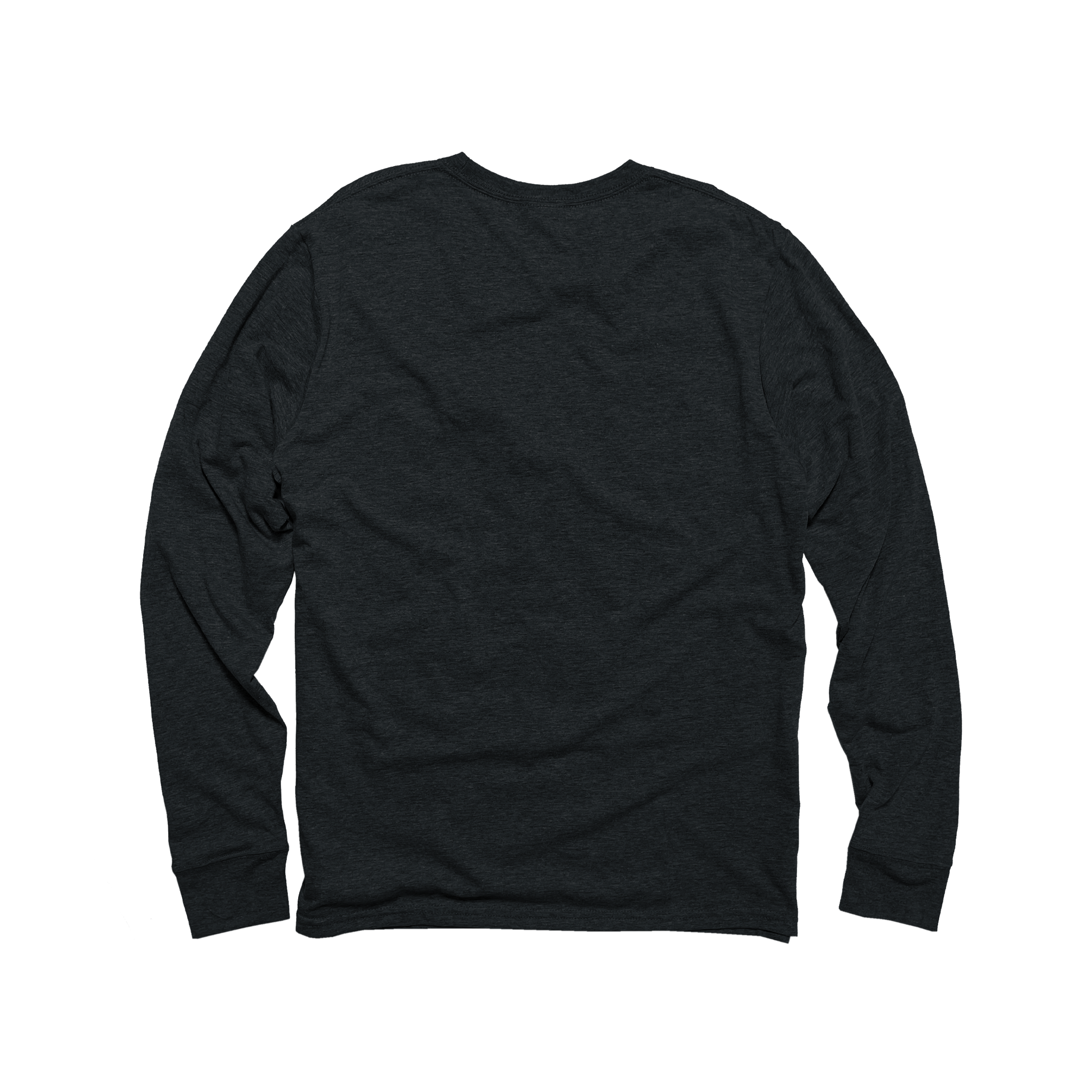 Back Flat Lay of GOEX Unisex and Men's Eco Triblend LS Tee in Charcoal