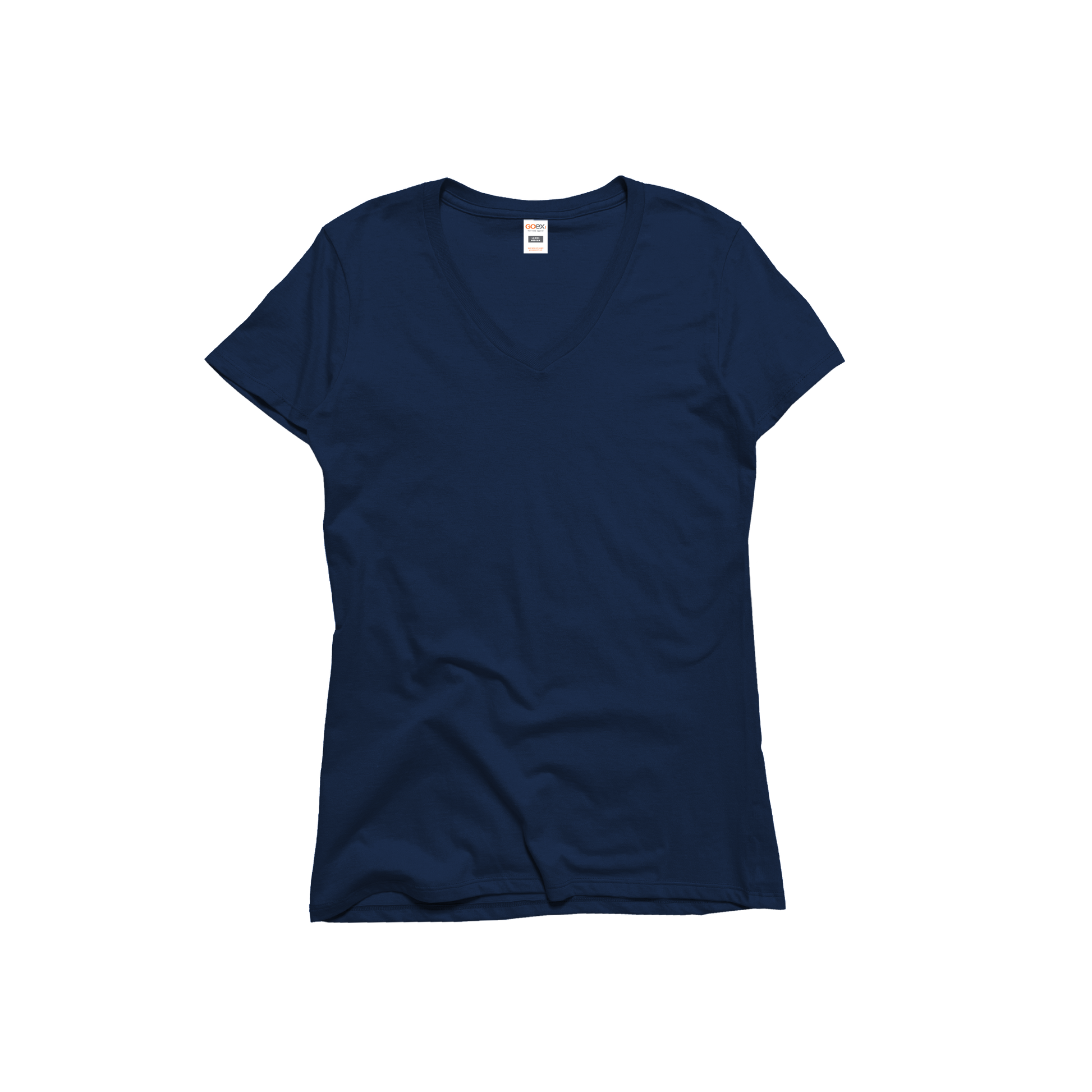Front Flat Lay of GOEX Ladies Cotton V Neck in Navy
