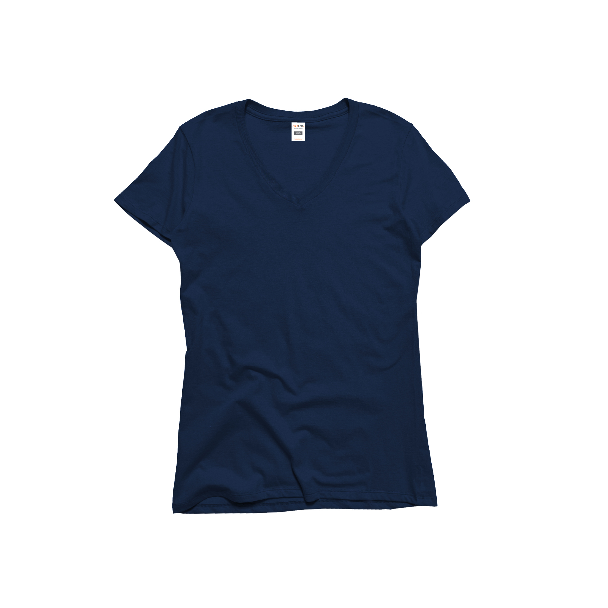Front Flat Lay of GOEX Ladies Cotton V Neck in Navy