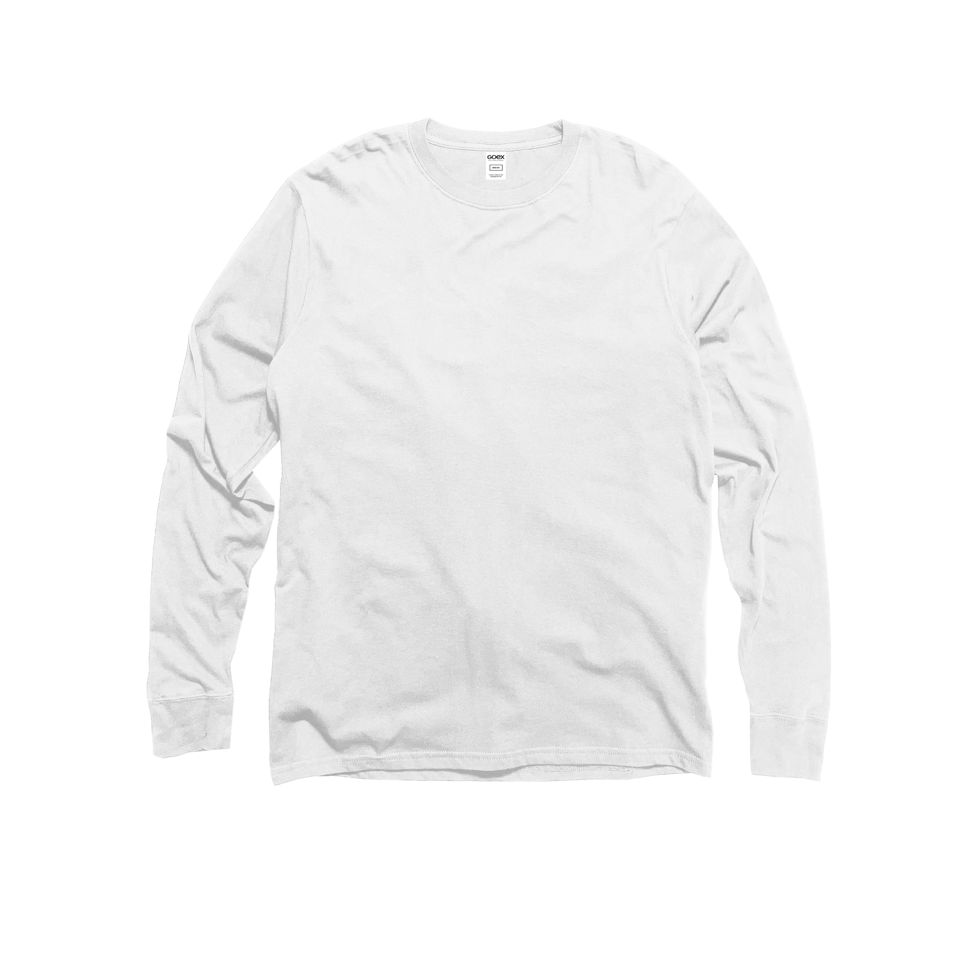 Front Flat Lay of GOEX Unisex and Men's Premium Cotton LS Tee in White