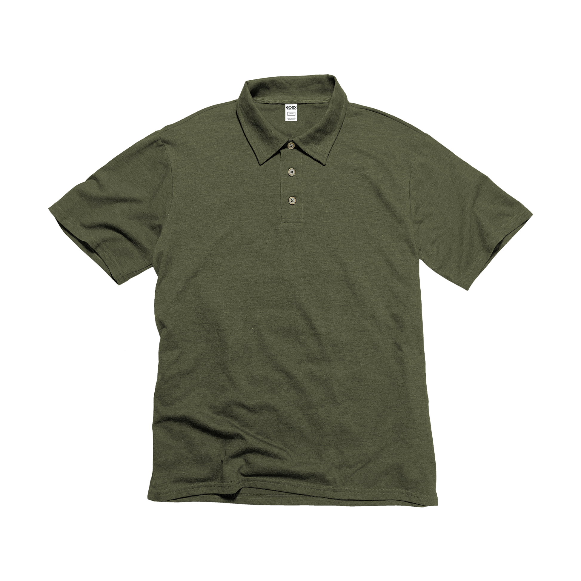 Front Flat Lay of GOEX Unisex and Men's Eco Triblend Polo in Olive