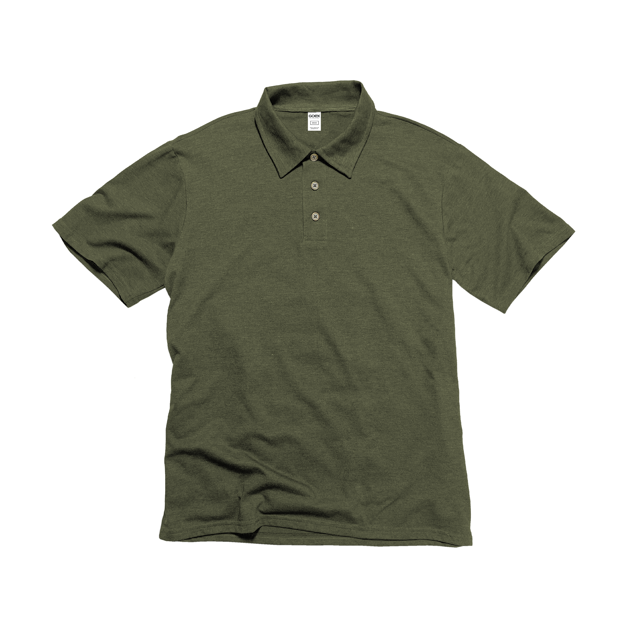 Front Flat Lay of GOEX Unisex and Men's Eco Triblend Polo in Olive