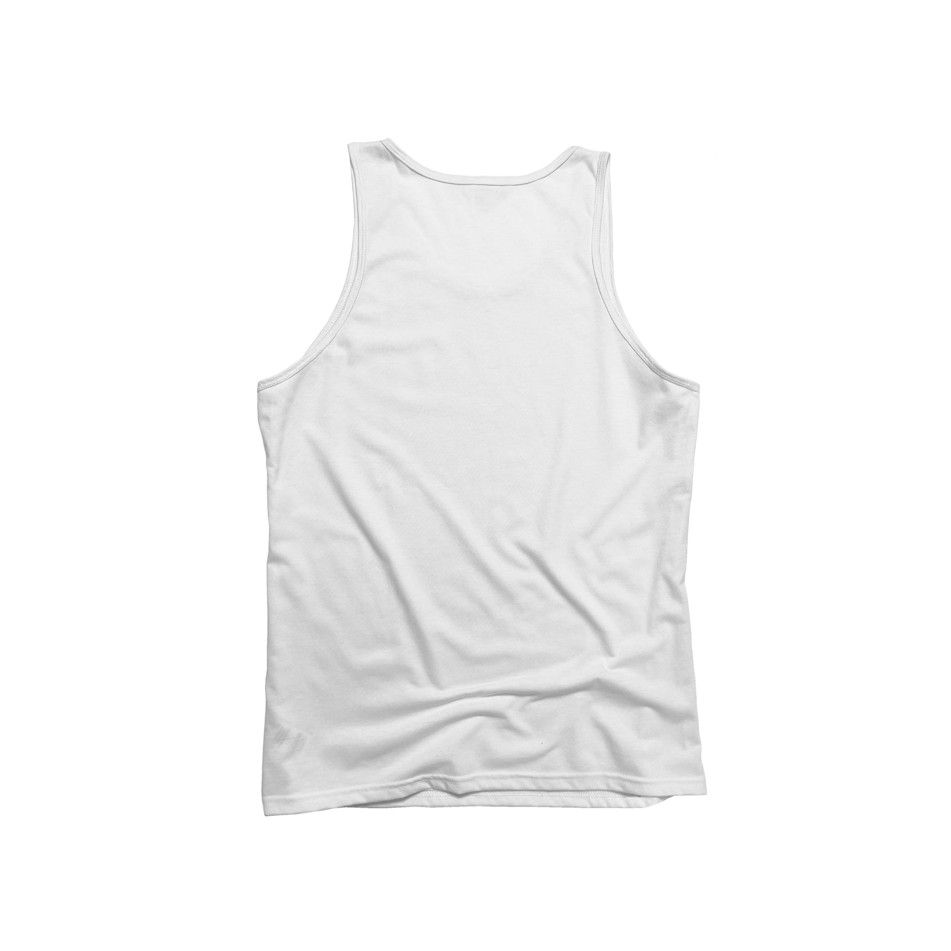 Back Flat Lay of GOEX Unisex and Men's Eco Triblend Tank in White