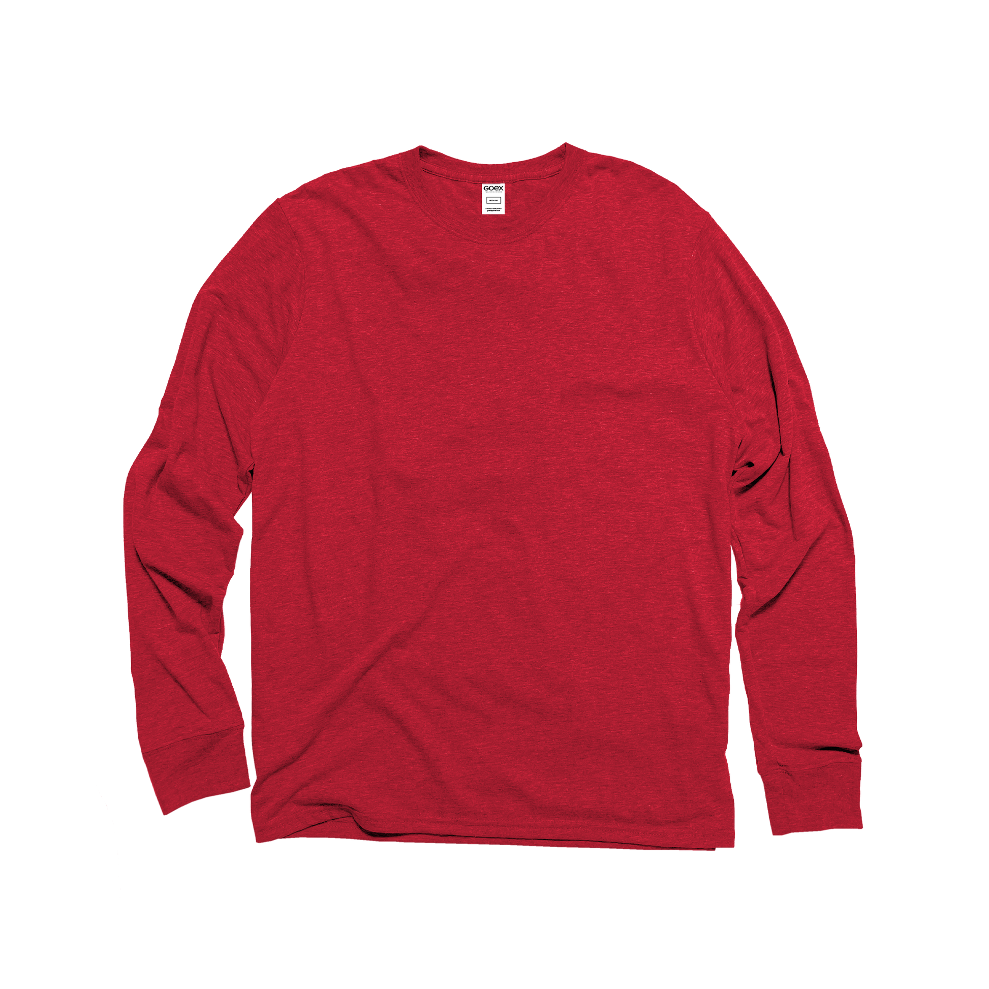 Front Flat Lay of GOEX Unisex and Men's Eco Triblend LS Tee in Red