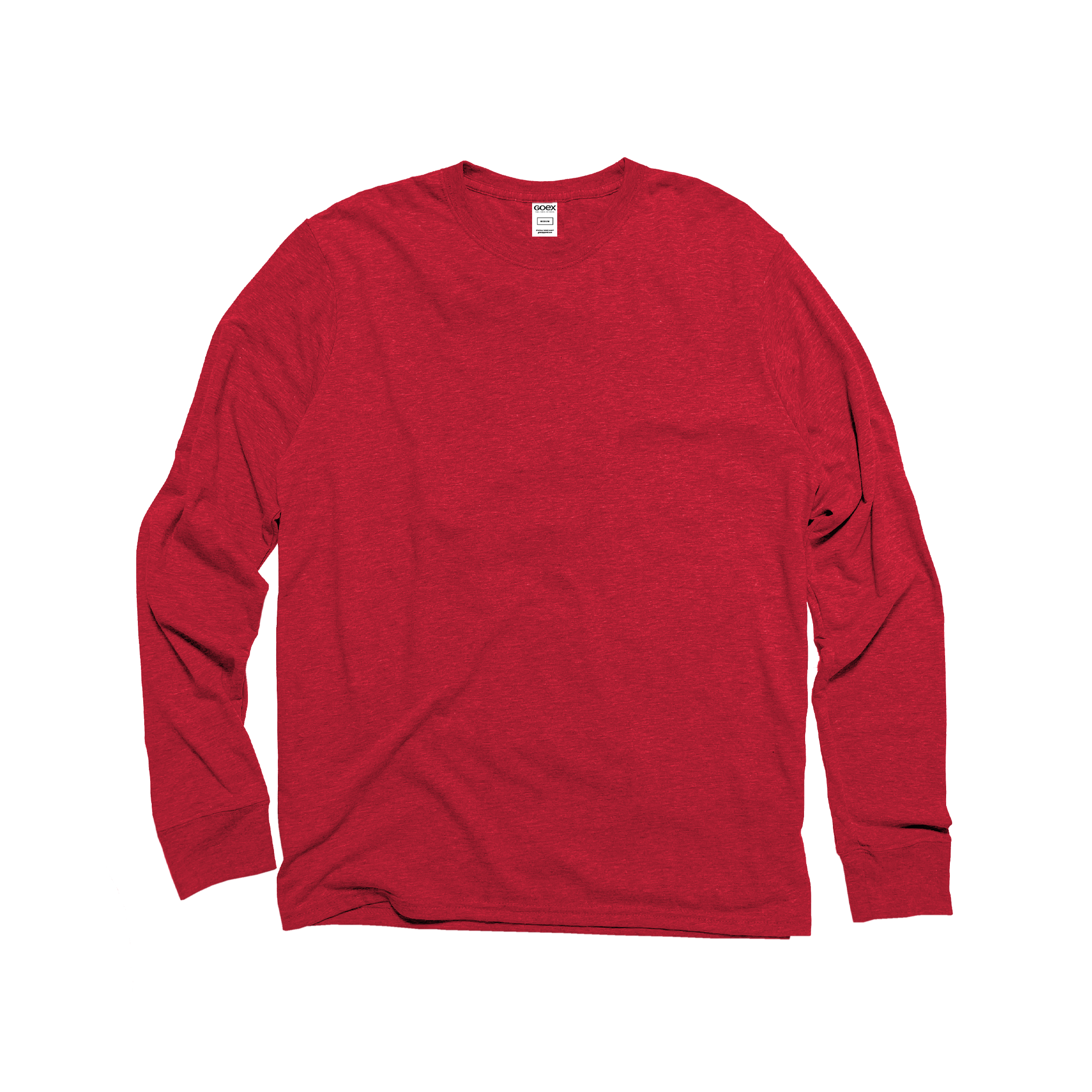 Front Flat Lay of GOEX Unisex and Men's Eco Triblend LS Tee in Red