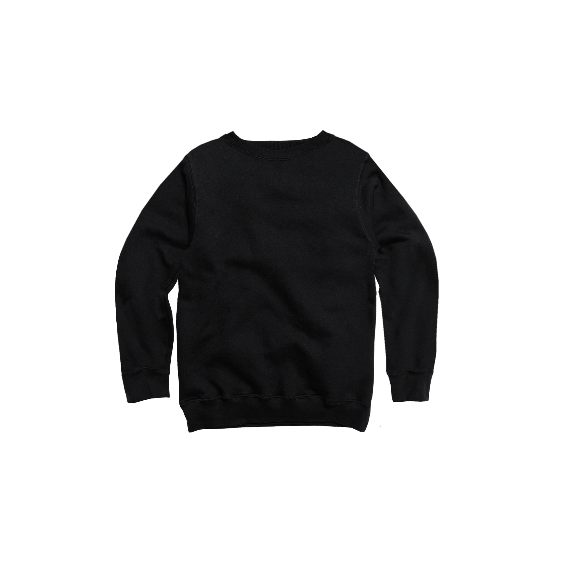 Front Flat Lay of GOEX Youth Fleece Crew in Black