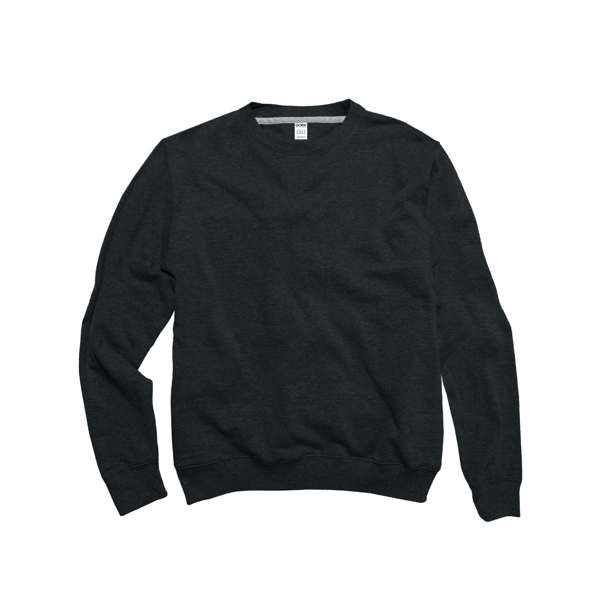 Front Flat Lay of GOEX Unisex and Men's Fleece Crew in Charcoal