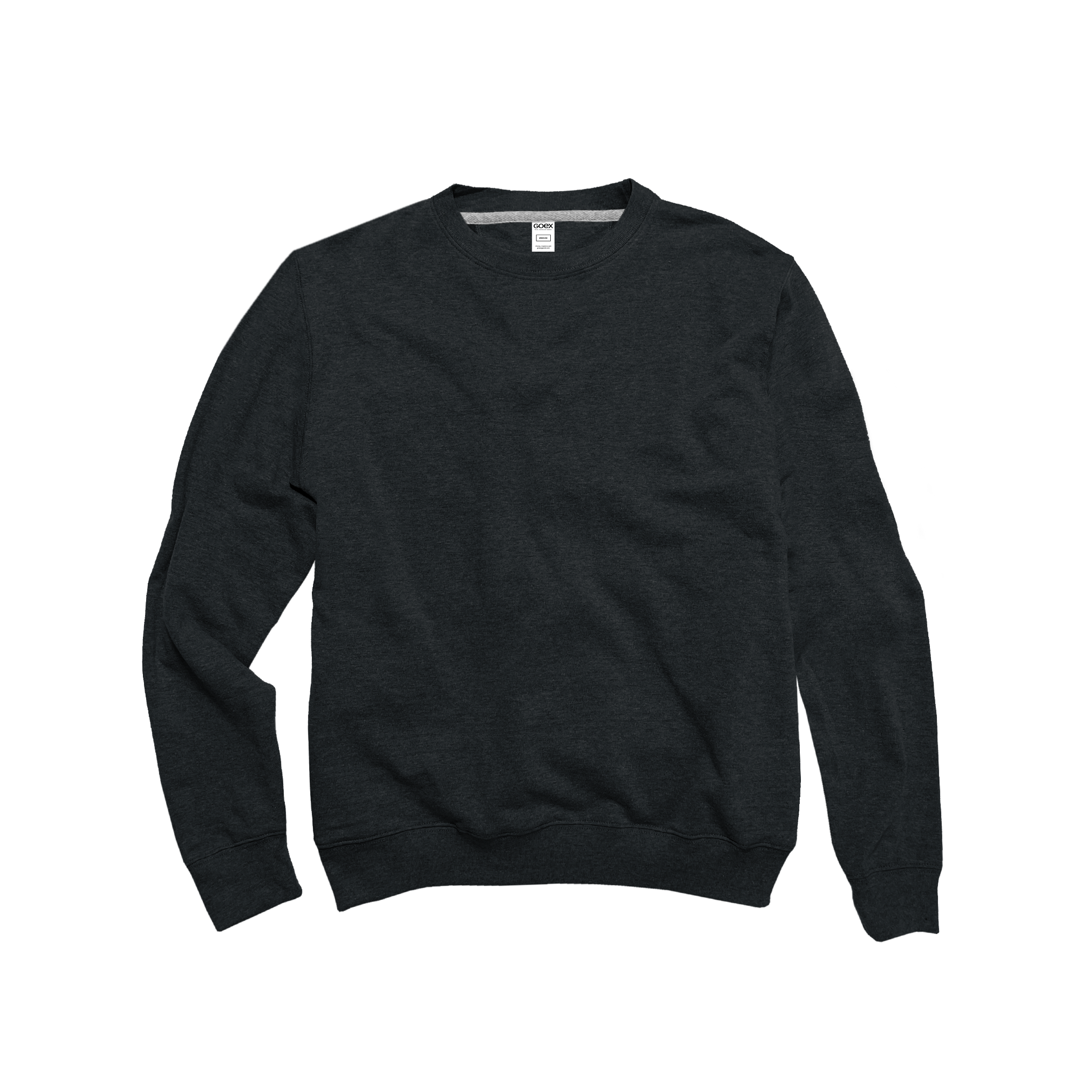 Front Flat Lay of GOEX Unisex and Men's Fleece Crew in Charcoal