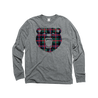 Flat Lay of GOEX Unisex and Men's Plaid Bear Eco Triblend LS Graphic Tee in Heather Grey