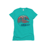 Flat Lay of GOEX Ladies KC Riverfront Eco Triblend Graphic Tee in Teal