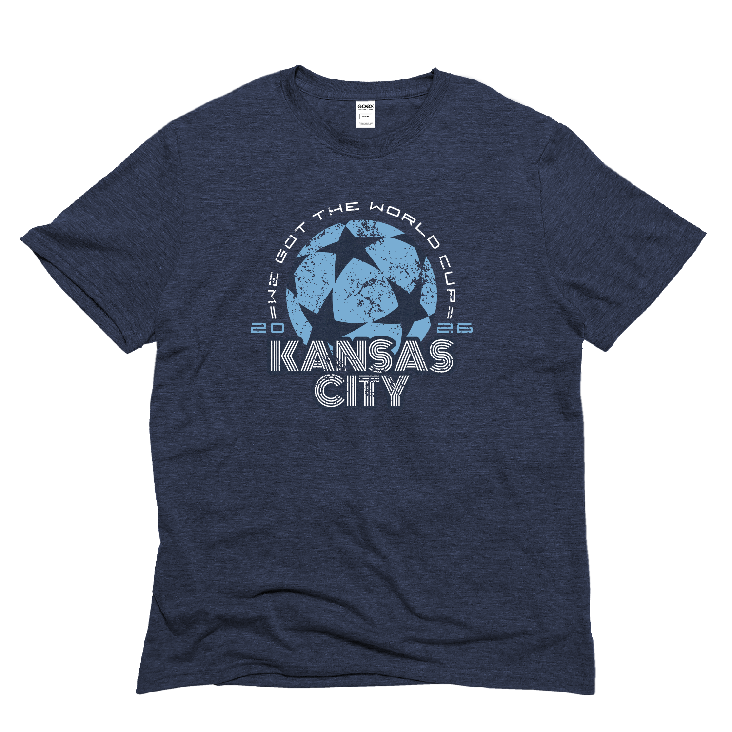 Flat Lay of GOEX Unisex and Men's World Cup Eco Triblend Graphic Tee in Navy