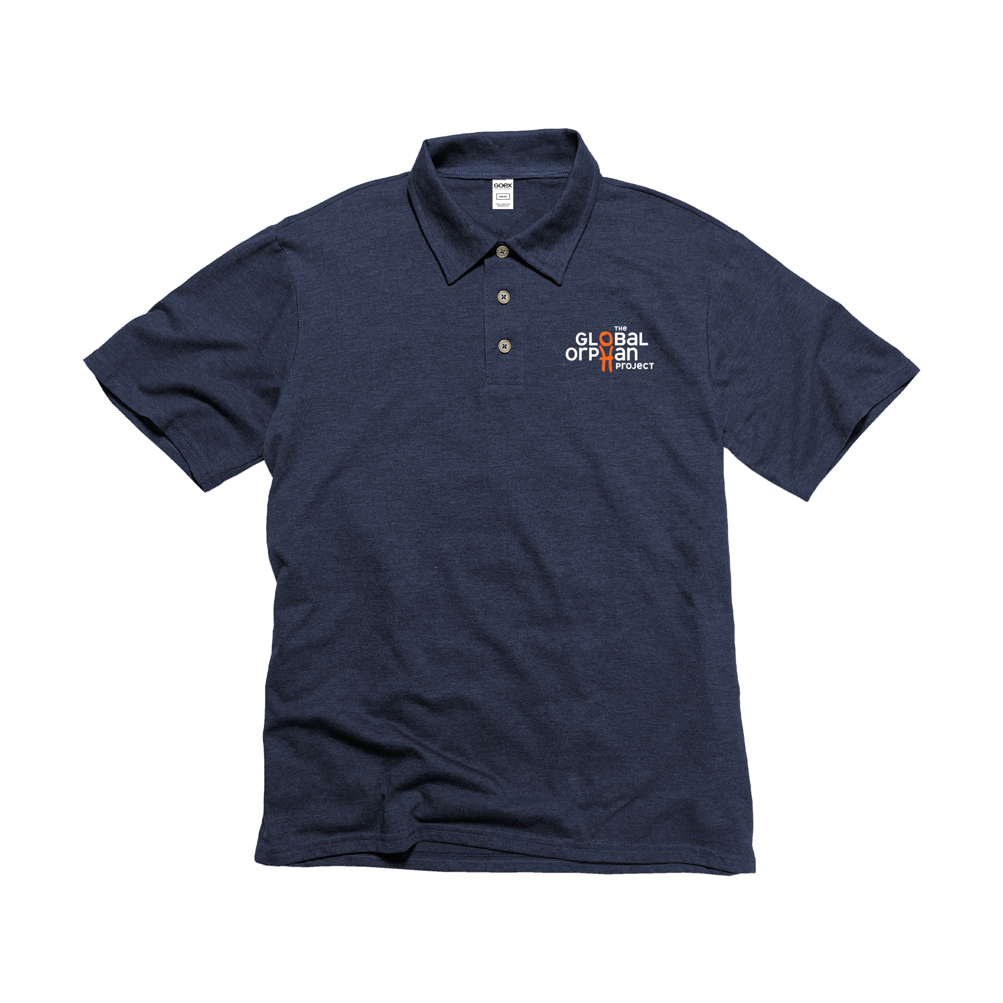 Flat Lay of Go Project Logo Eco Triblend Polo in Navy