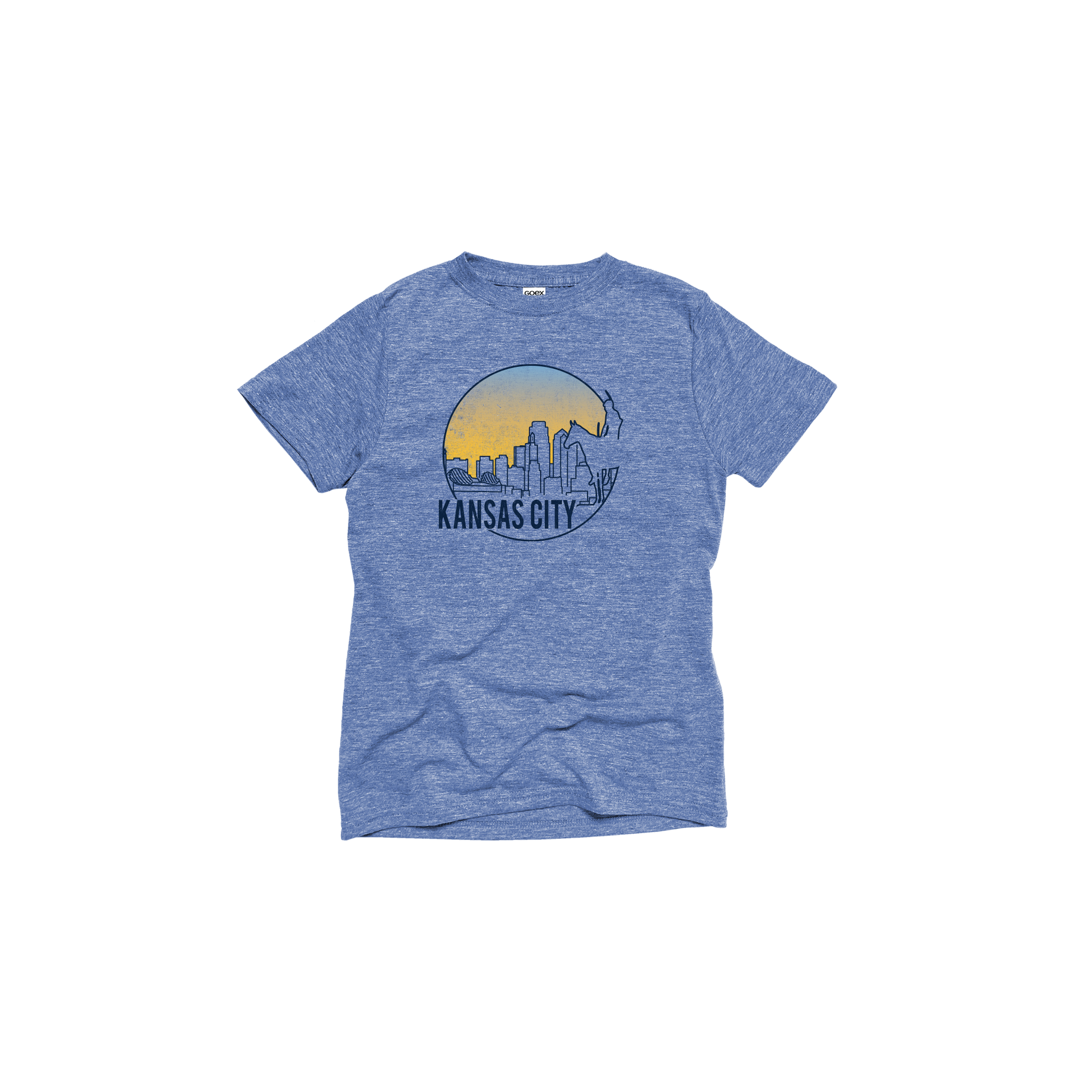 Flat Lay GOEX Youth KC Scout Eco Triblend Graphic Tee in Light Blue
