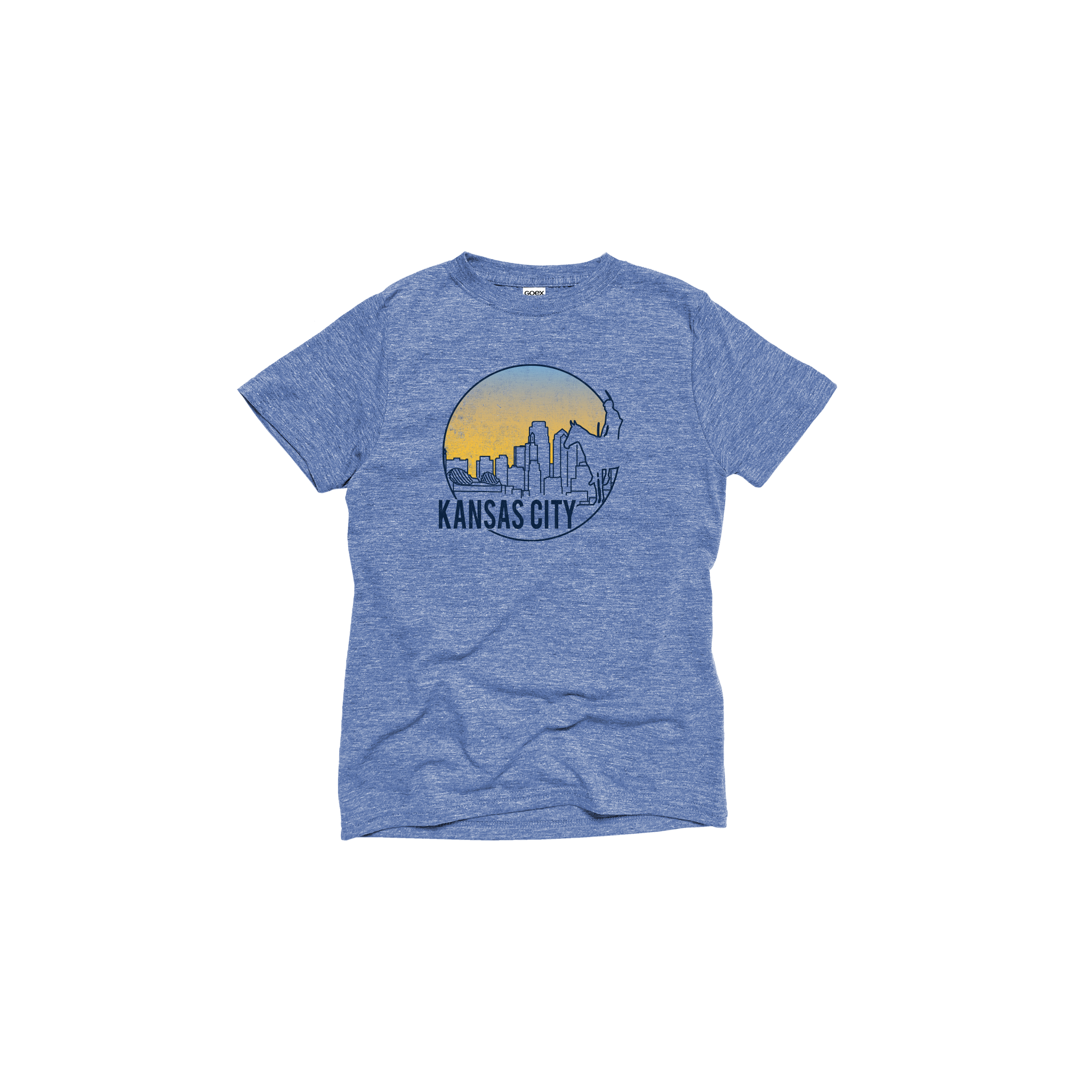 Flat Lay GOEX Youth KC Scout Eco Triblend Graphic Tee in Light Blue