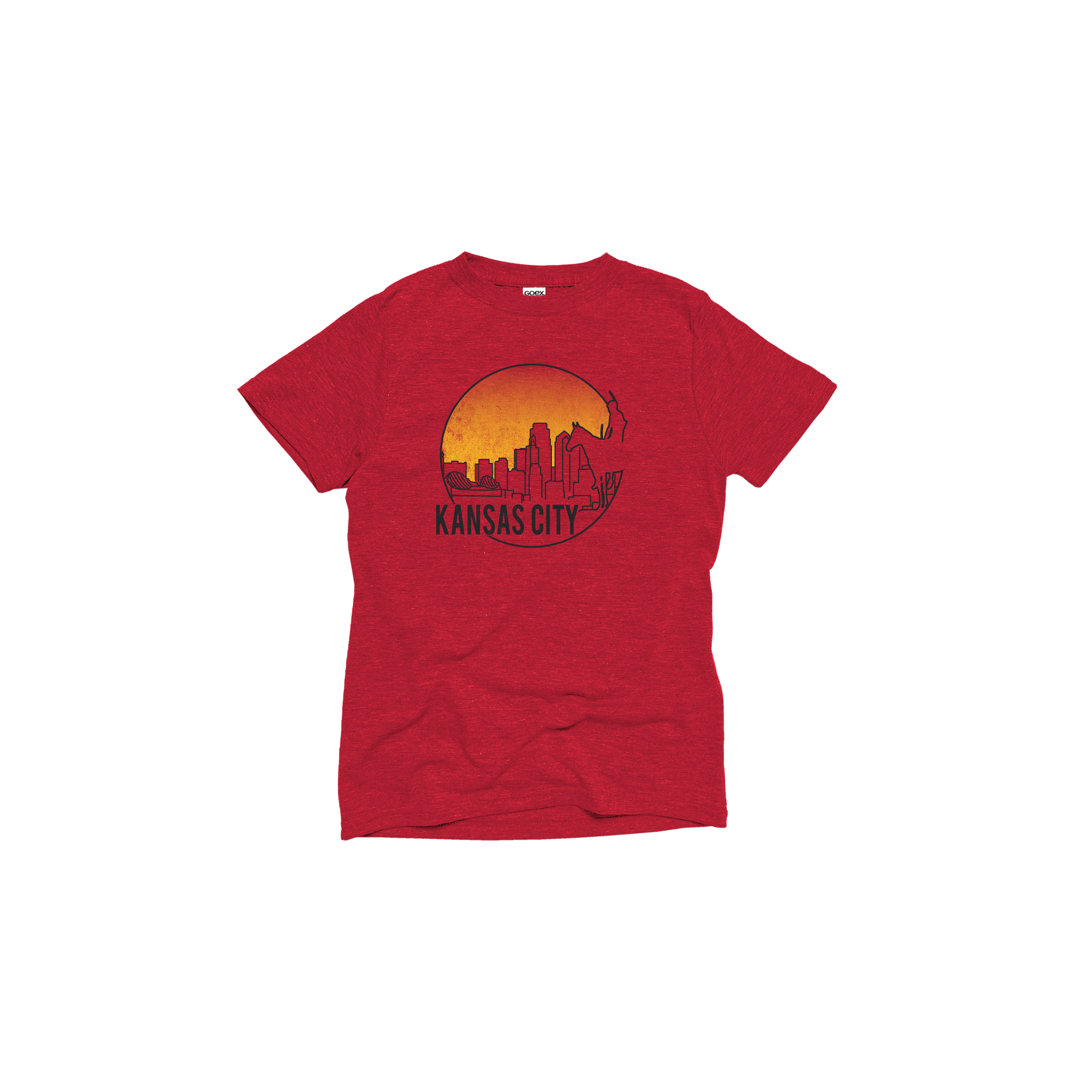 Flat Lay GOEX Youth KC Scout Eco Triblend Graphic Tee in Red