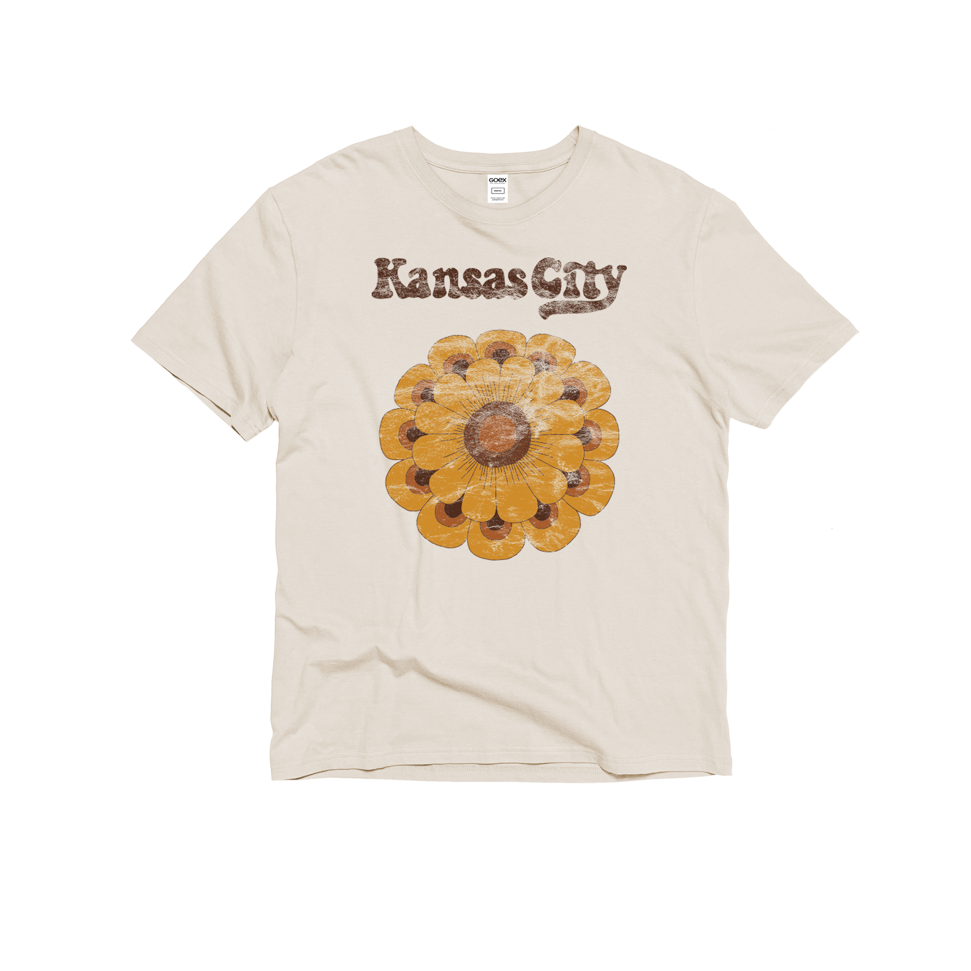 Flat Lay GOEX Unisex and Men's Sunflower Graphic Tee in Ivory