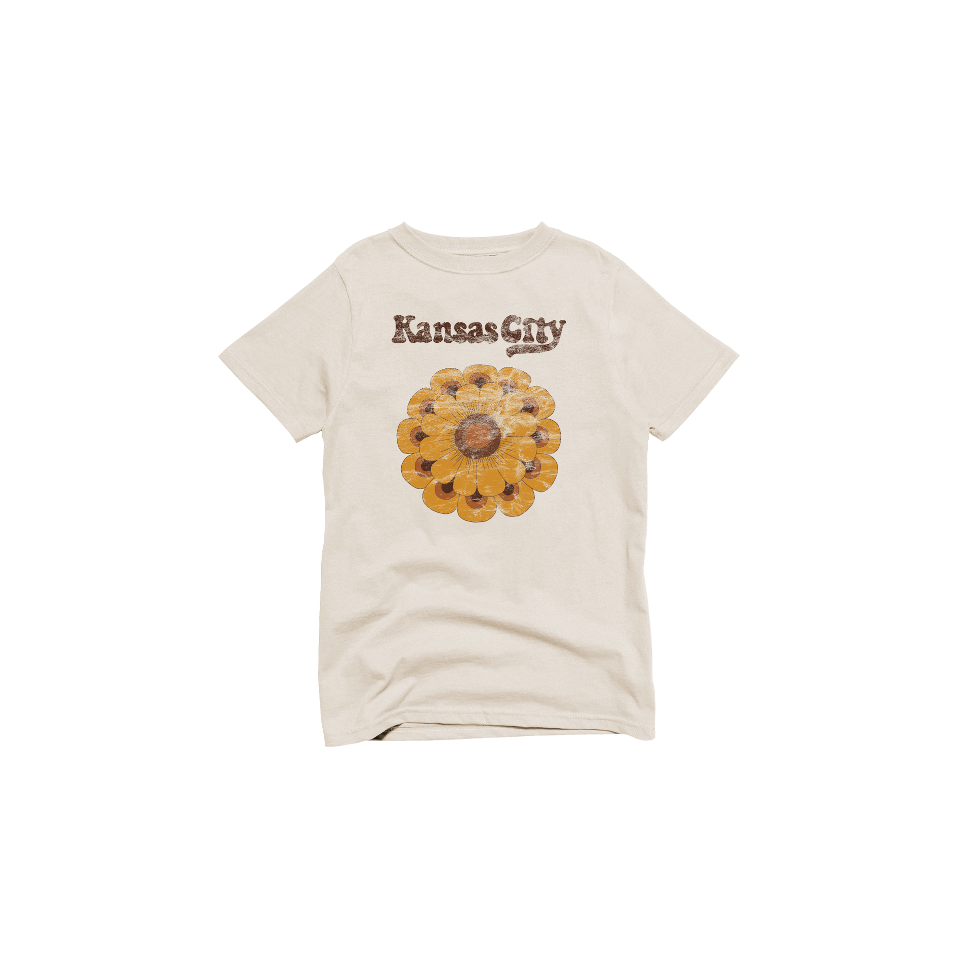 Flat Lay of GOEX Youth Sunflower Graphic Tee in Ivory