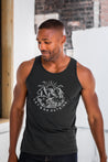 Male Model wearing GOEX Unisex and Men's Let's Go Outside Graphic Tank in Charcoal